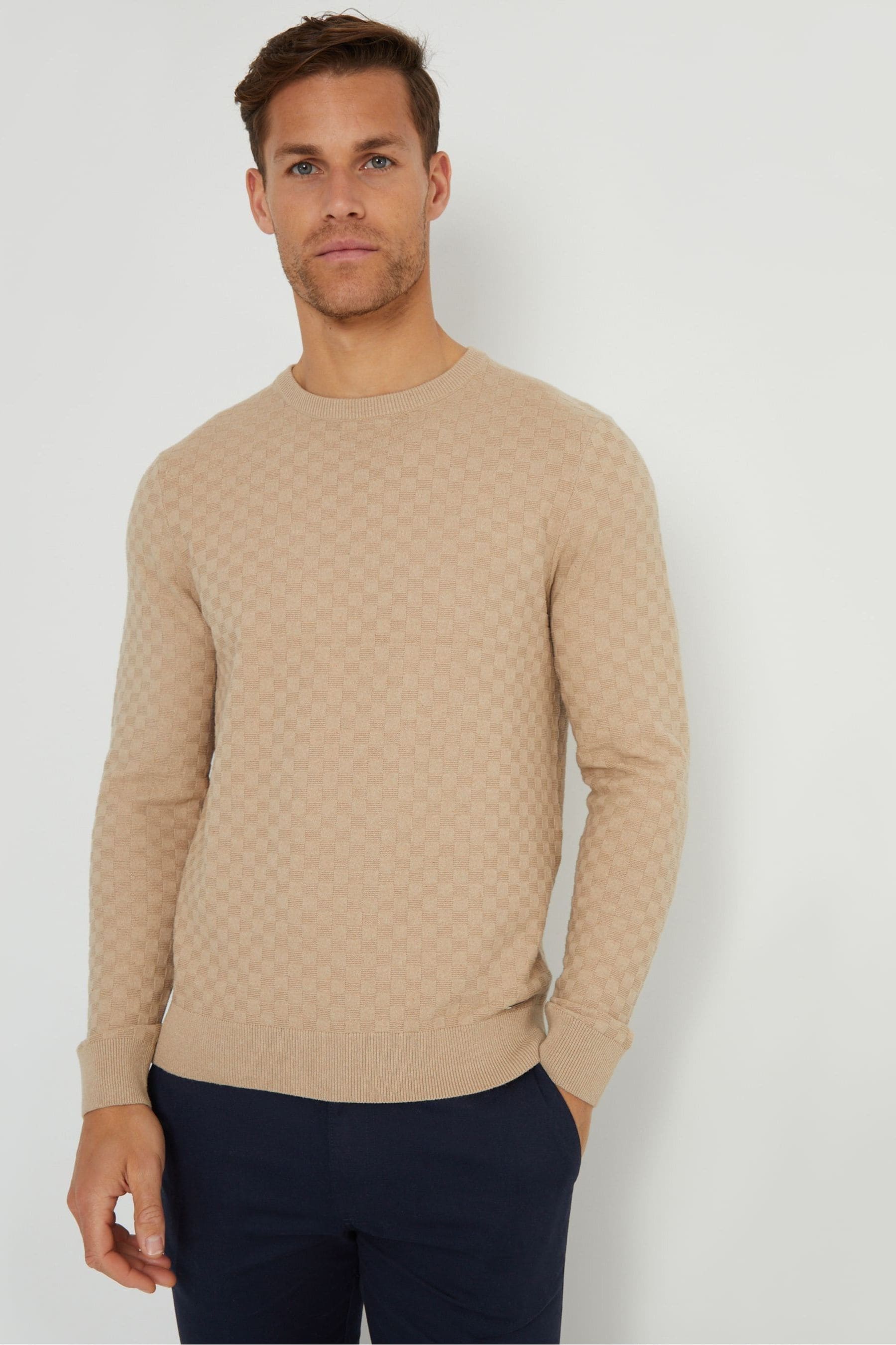 Knitted crew neck jumper sale