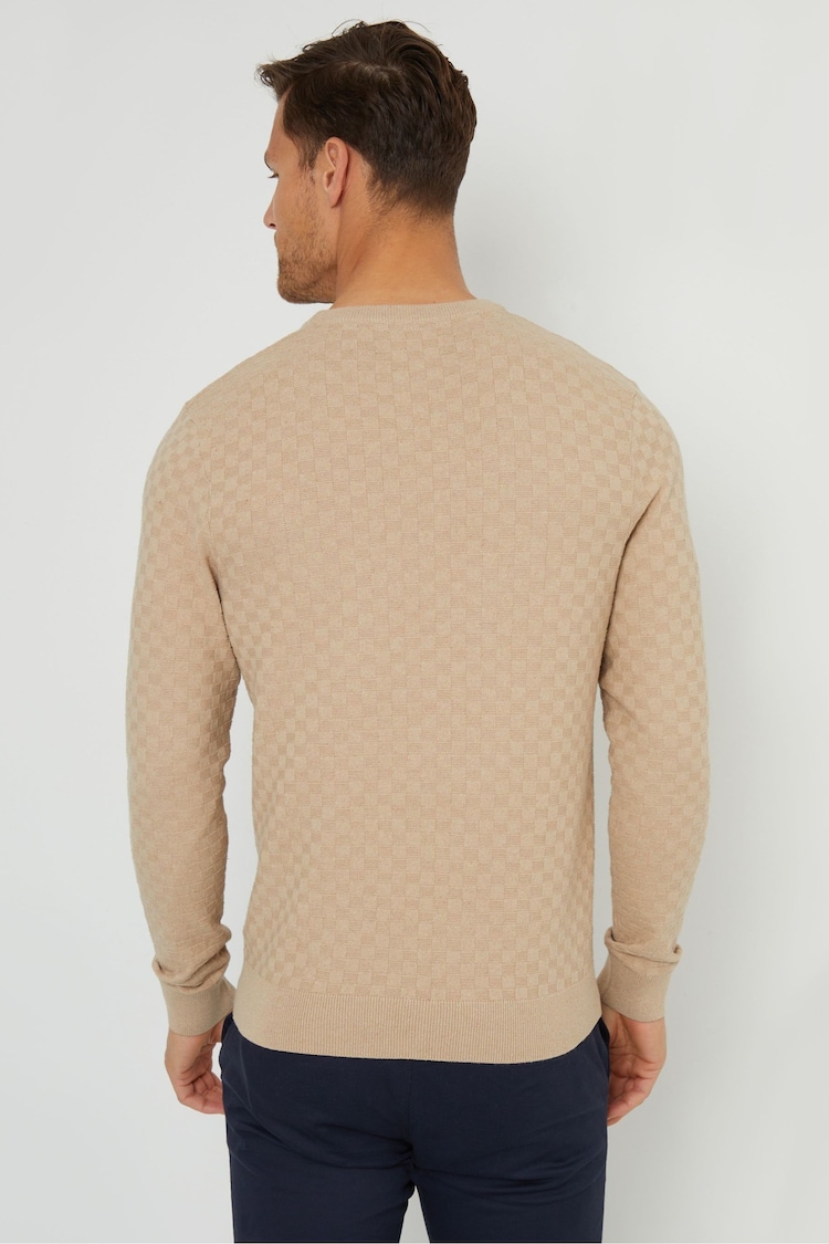 Threadbare Brown Textured Knit Crew Neck Jumper - Image 2 of 4