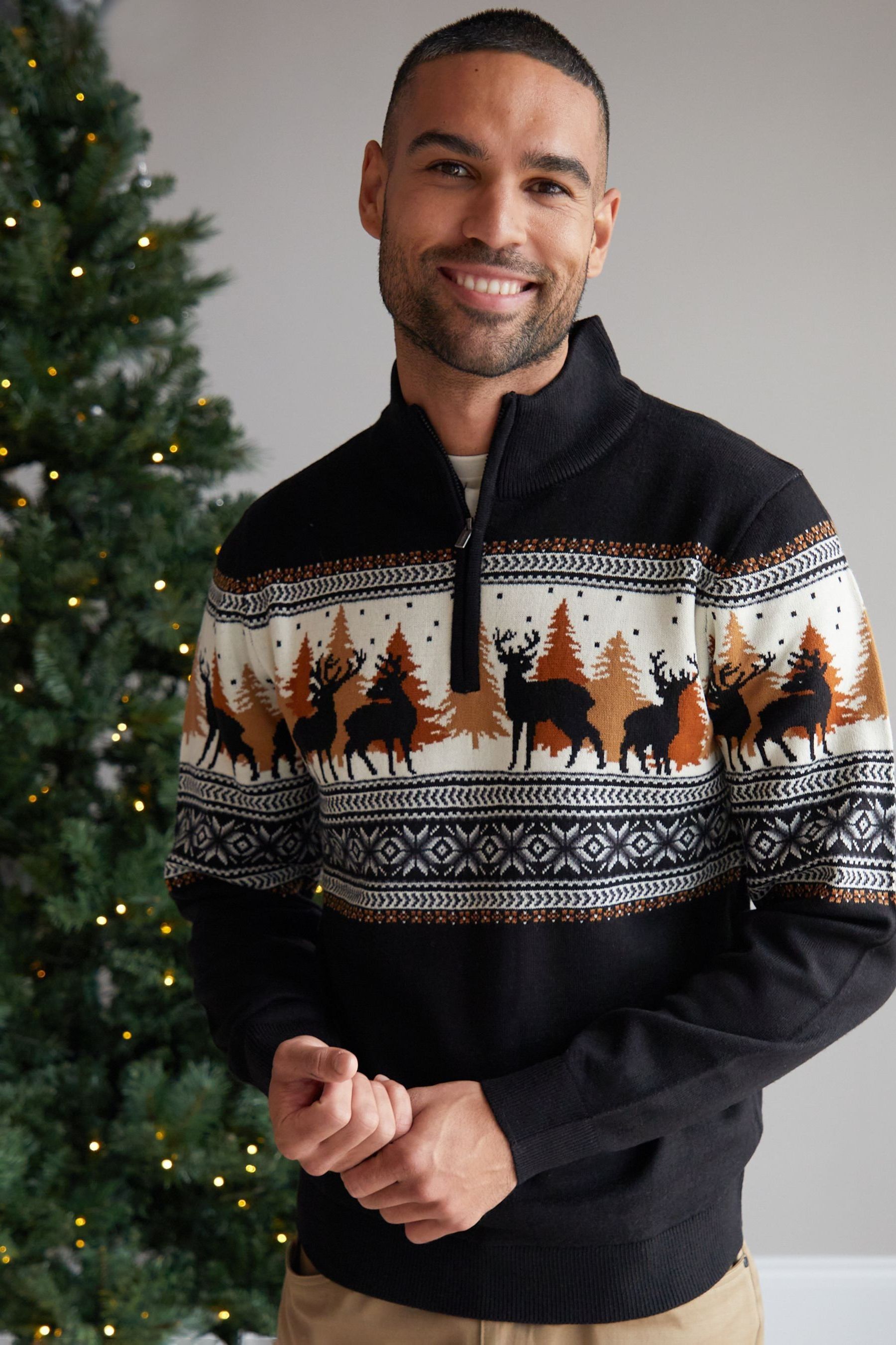 Quarter zip christmas jumper sale