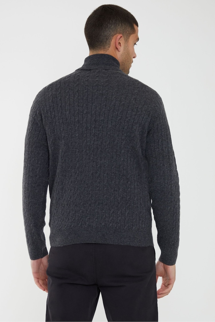 Threadbare Grey Cable Knit Roll Neck Jumper - Image 2 of 4