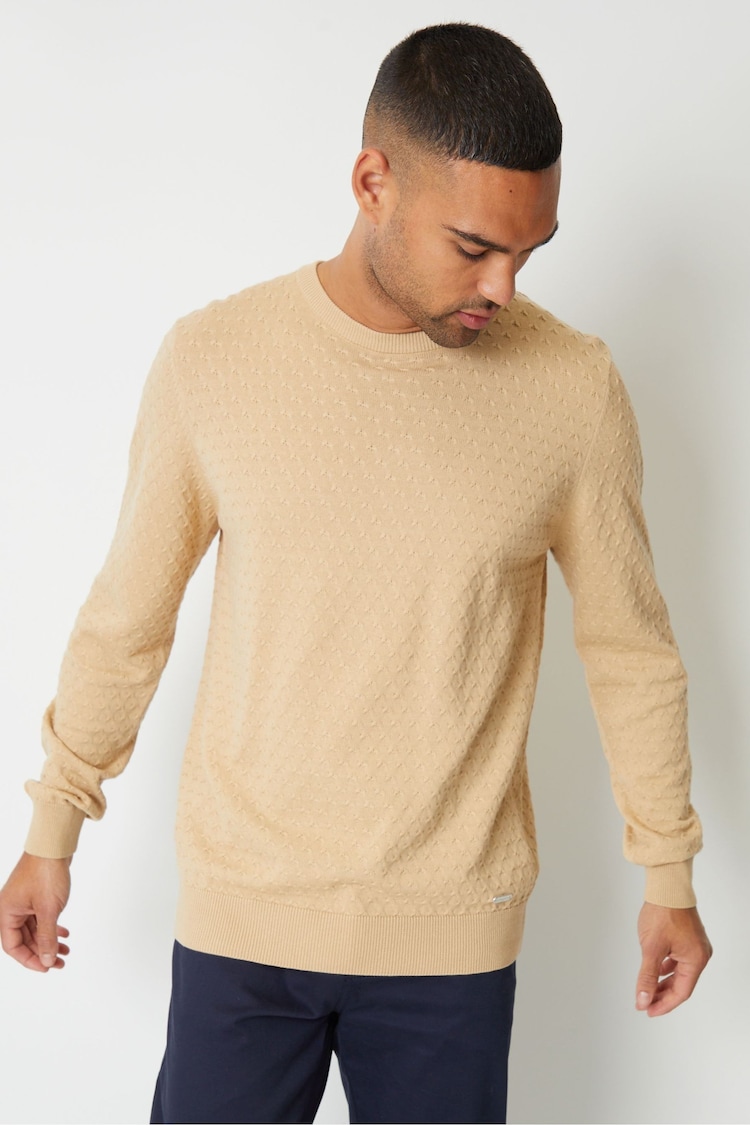 Threadbare Brown Mini Cable Textured Knit Crew Neck Jumper - Image 1 of 4