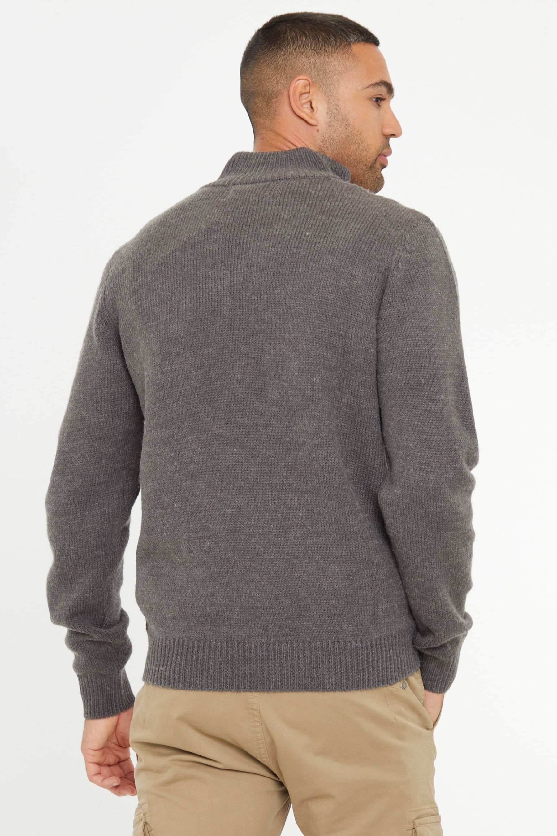 Buy Threadbare Grey Button Up Funnel Neck Jumper from the Next UK online shop