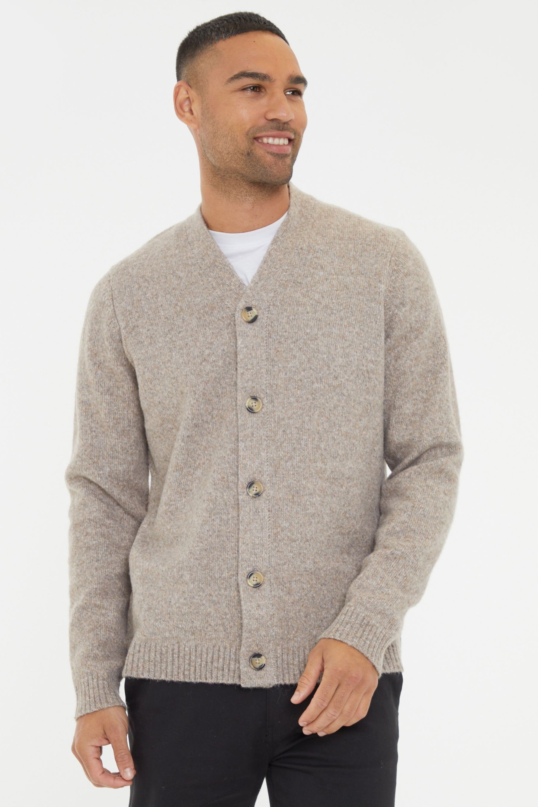 Threadbare Neutral Knitted Button Up Cardigan 2X Large Mens