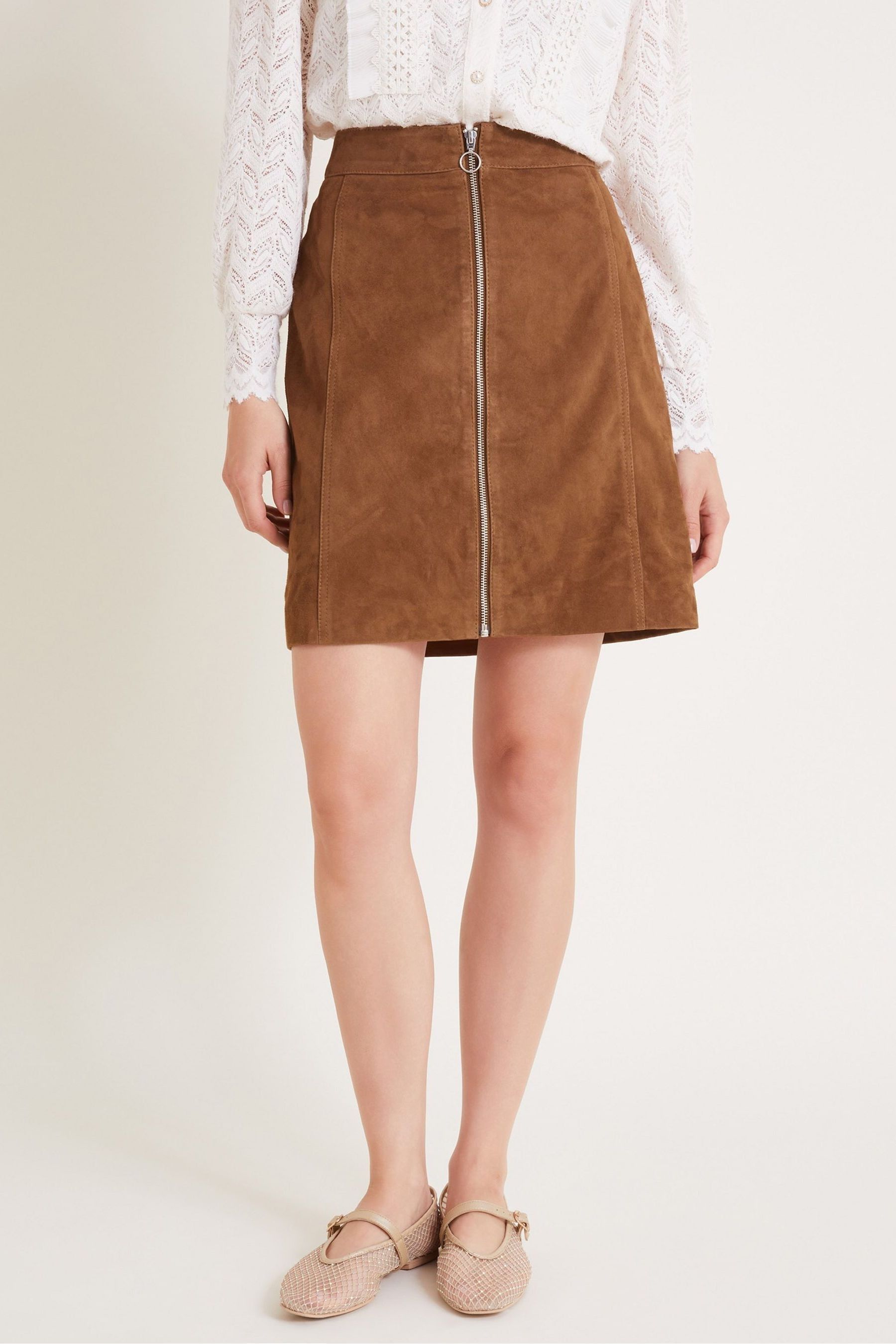 Suede zip skirt discount