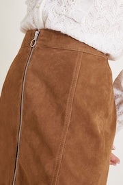 Monsoon Natural Sienna Suede Zip Skirt - Image 4 of 6