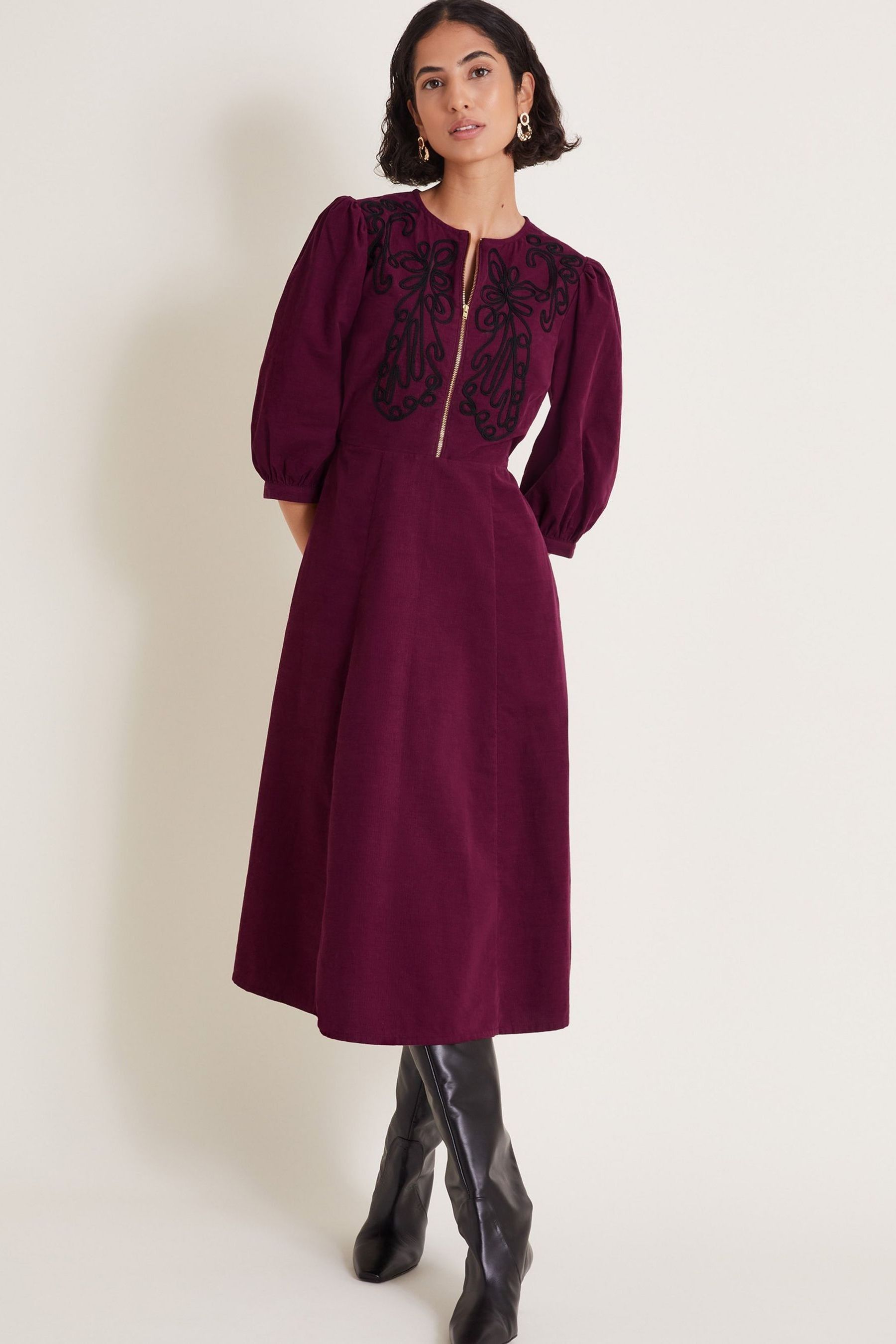 Monsoon burgundy dress deals