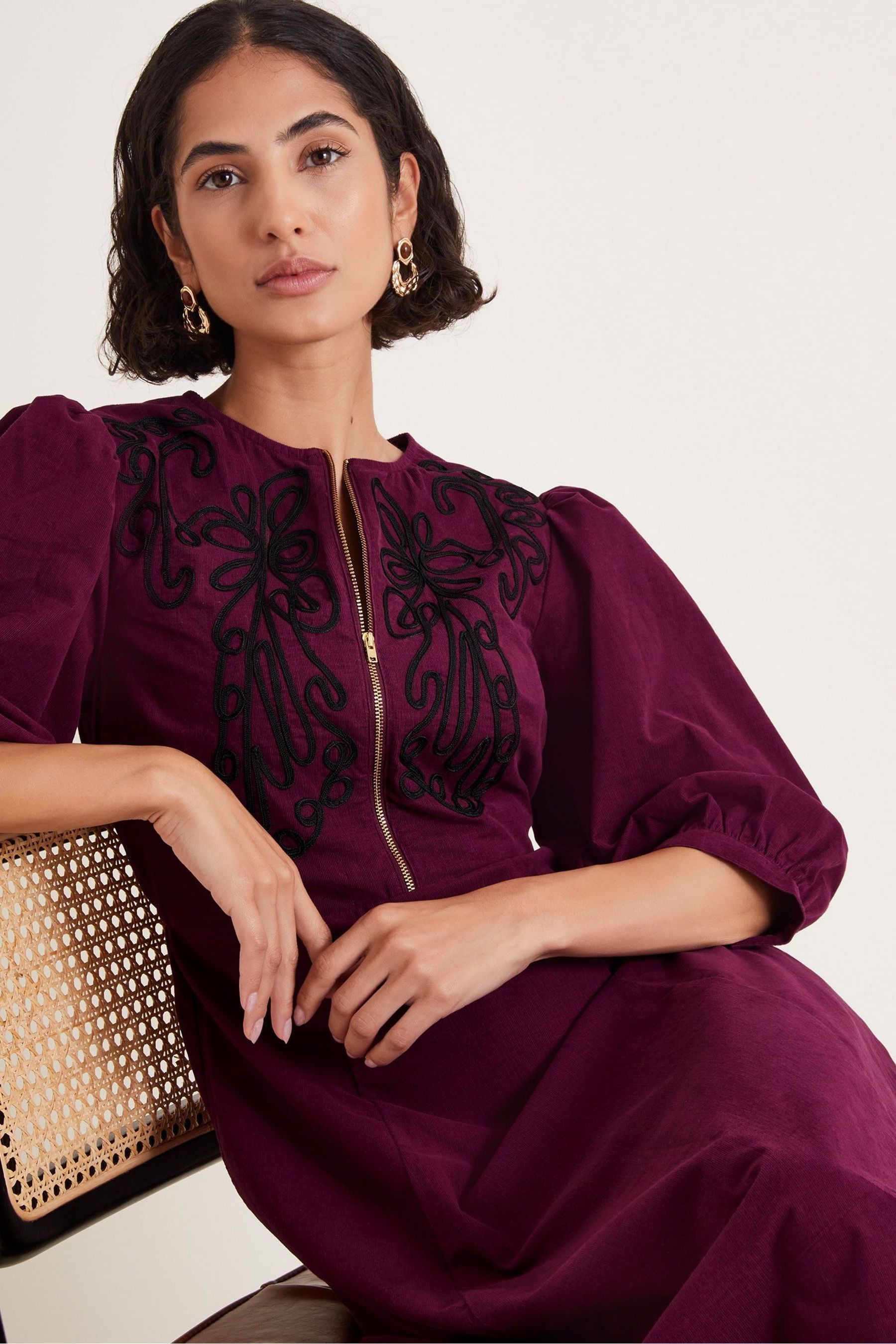 Monsoon burgundy dress 2025