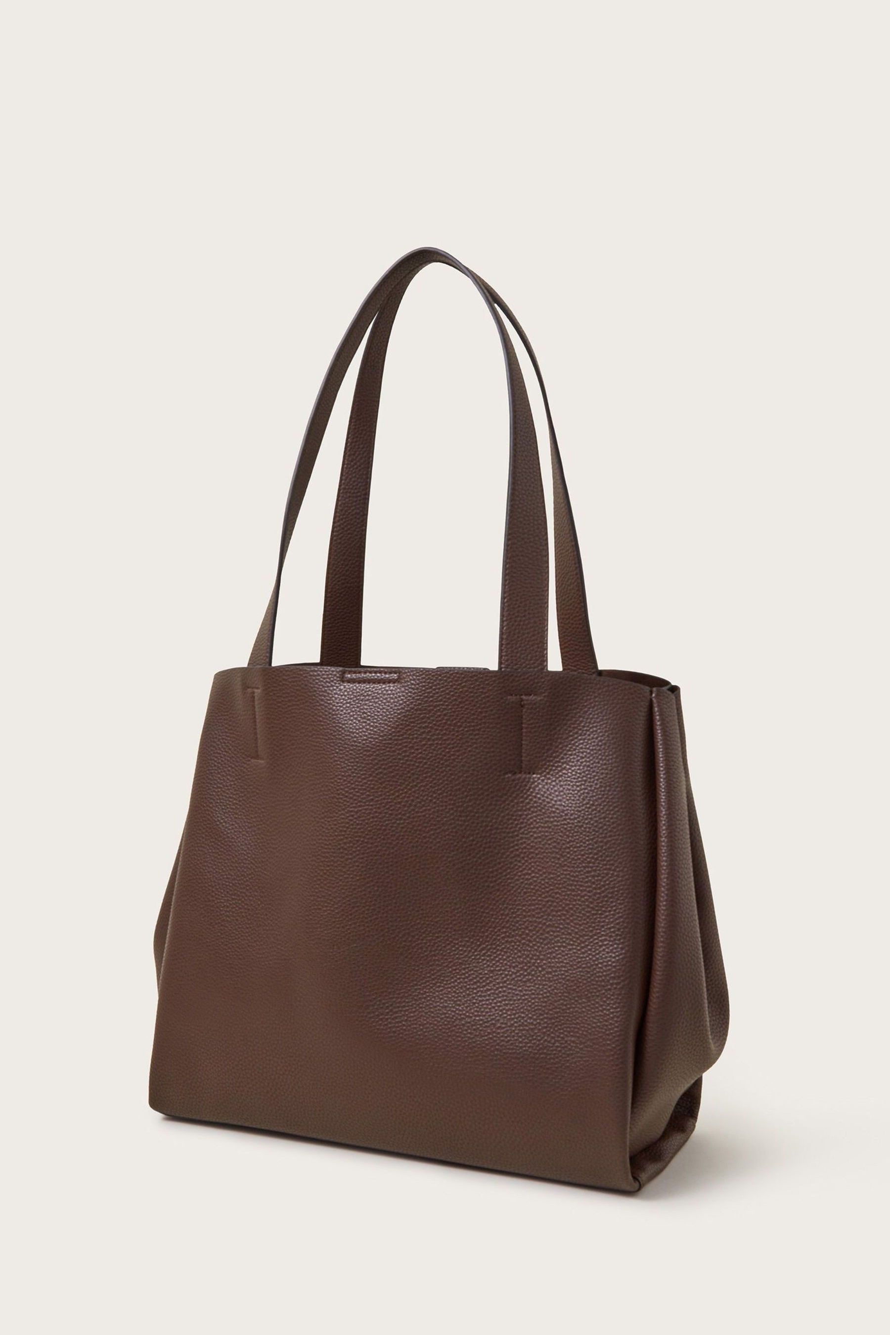 Monsoon Brown Zoe Faux Leather Pocket Tote Bag
