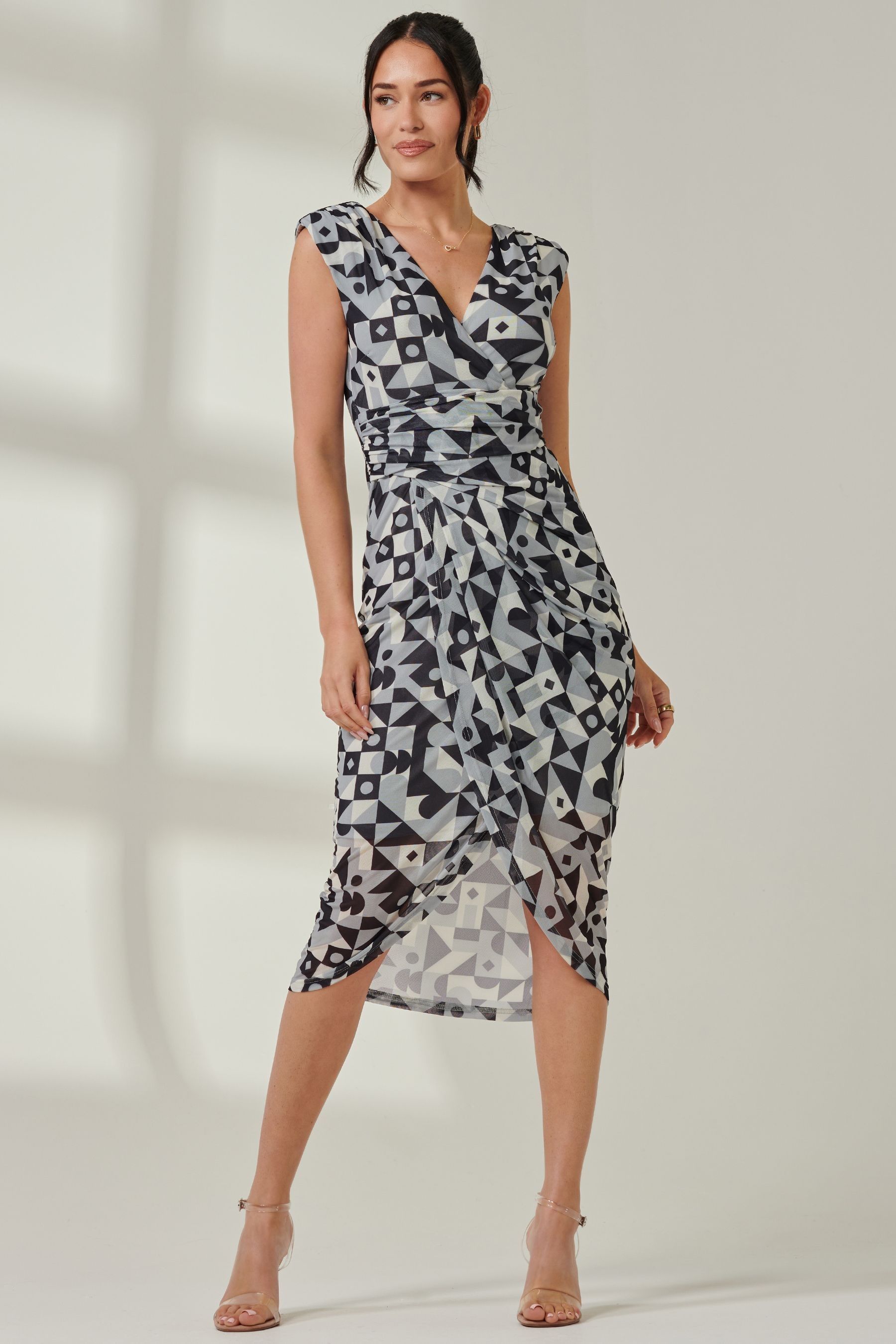 Buy Jolie Moi Black Mesh Wrap Ruched Bodycon Dress from Next Germany