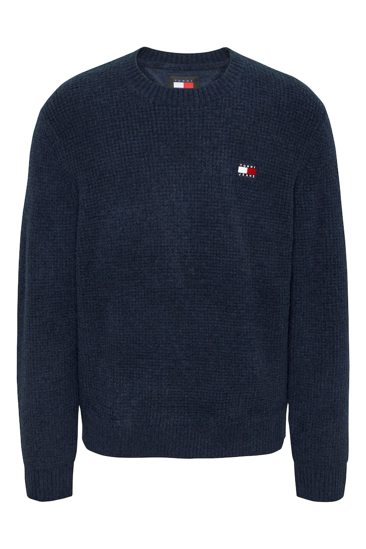 Tommy Jeans Regular Fit Blue Waffle Sweater - Image 1 of 2