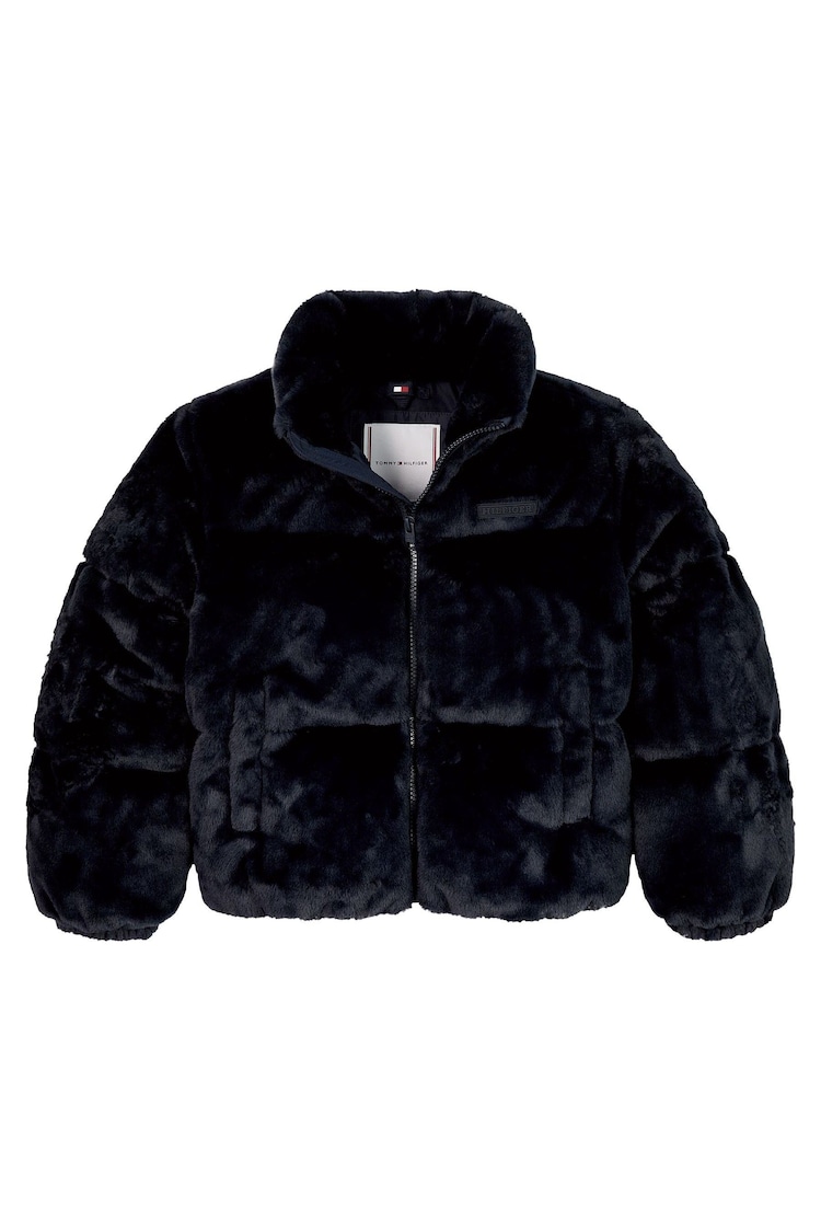 Tommy Hilfiger Blue New York Faux Fur Jacket - Image 5 of 5