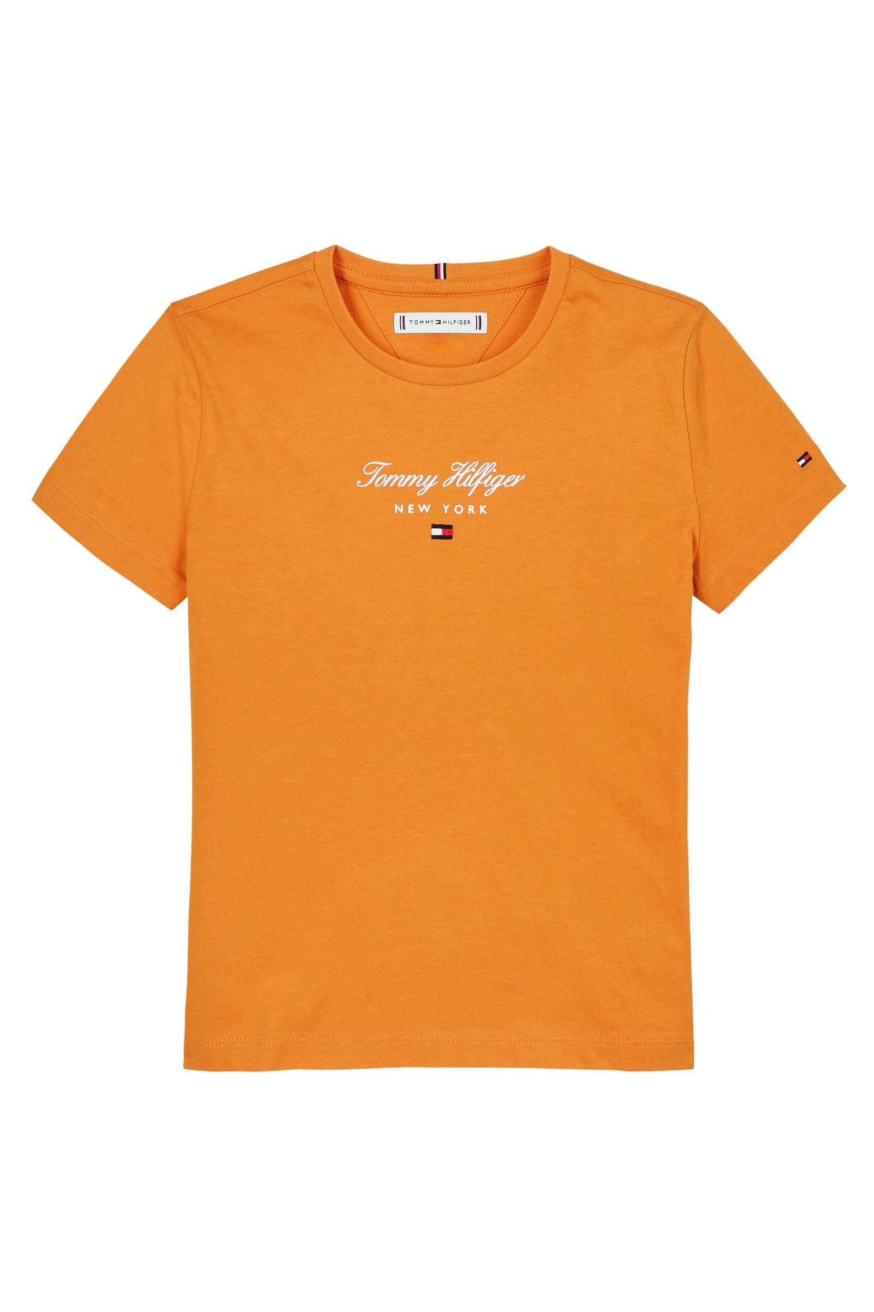 Orange tommy hilfiger shirt cheap