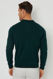 Threadbare Green Long Sleeve Knitted Polo Jumper - Image 2 of 4