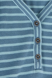 White Stuff Blue Halley Rib Stripe Henley Top - Image 6 of 6