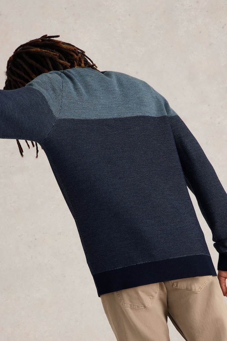 White Stuff Blue Newport Merino Jacquard Crew Neck Jumper - Image 2 of 6