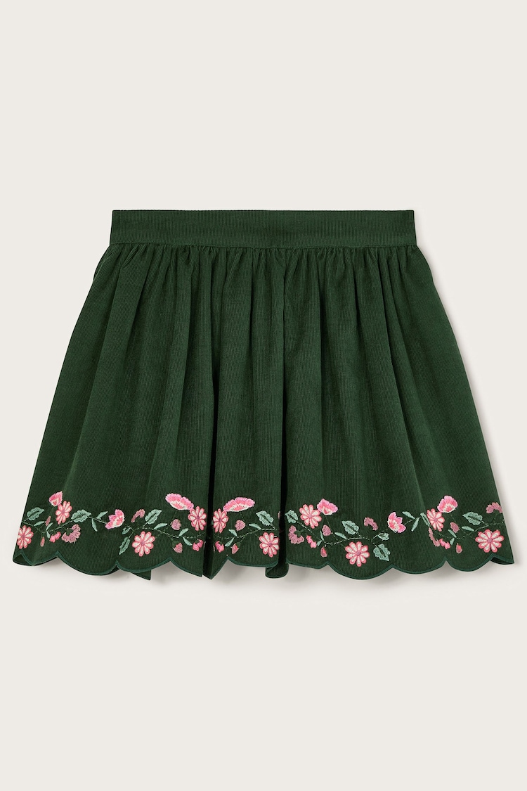 Monsoon Green Floral Embroidered Corduroy Skirt - Image 1 of 2