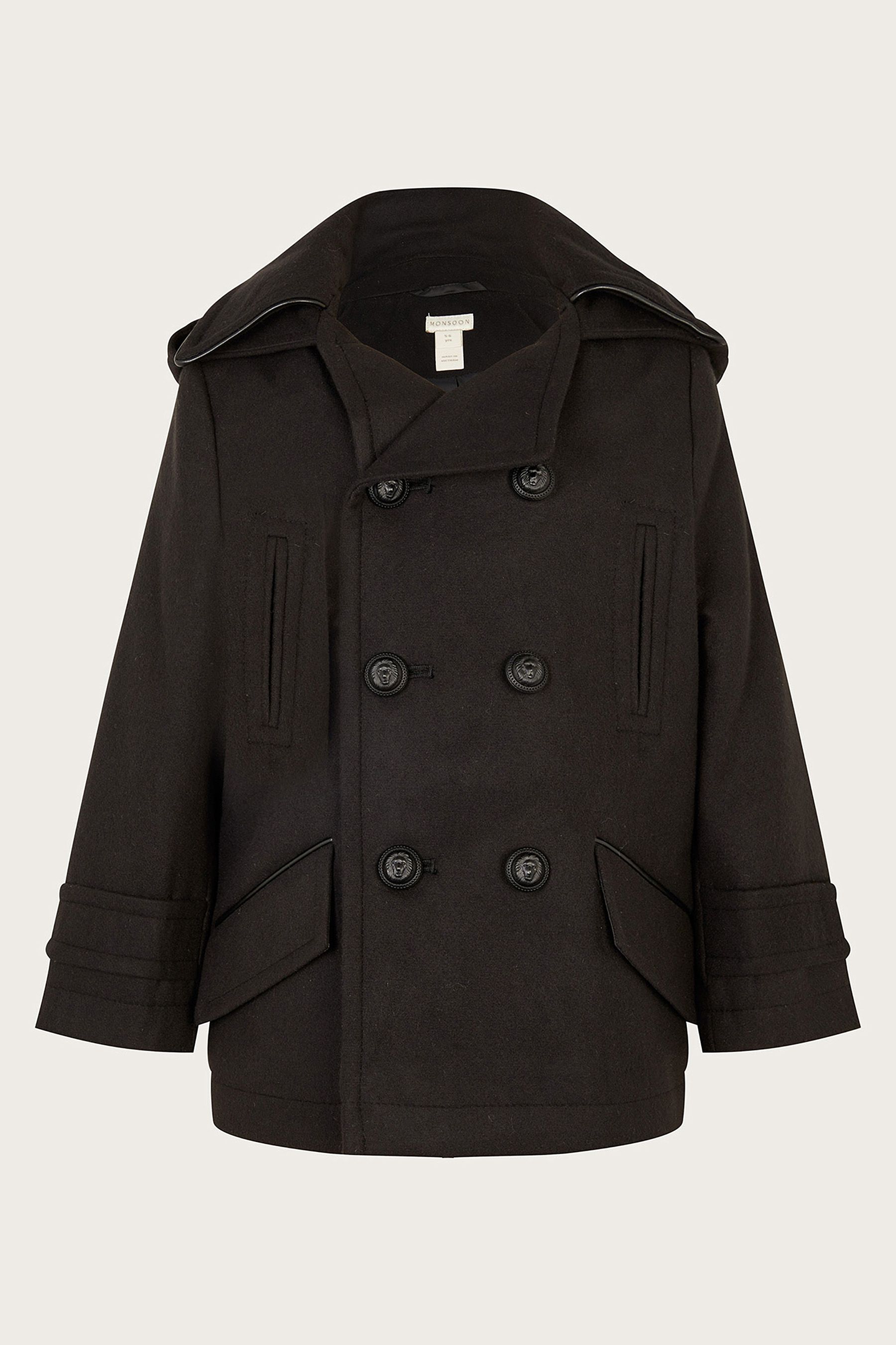 Black peacoat with hood deals