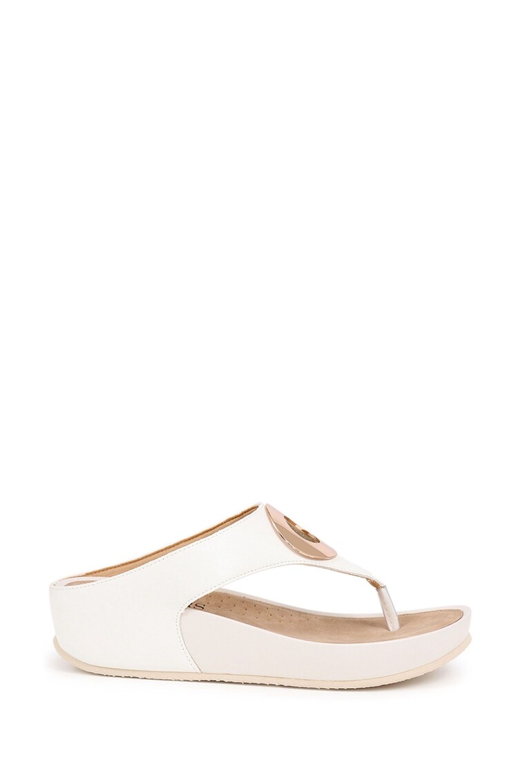 Pavers White Ladies Toe Post Casual Sandals - Image 1 of 5