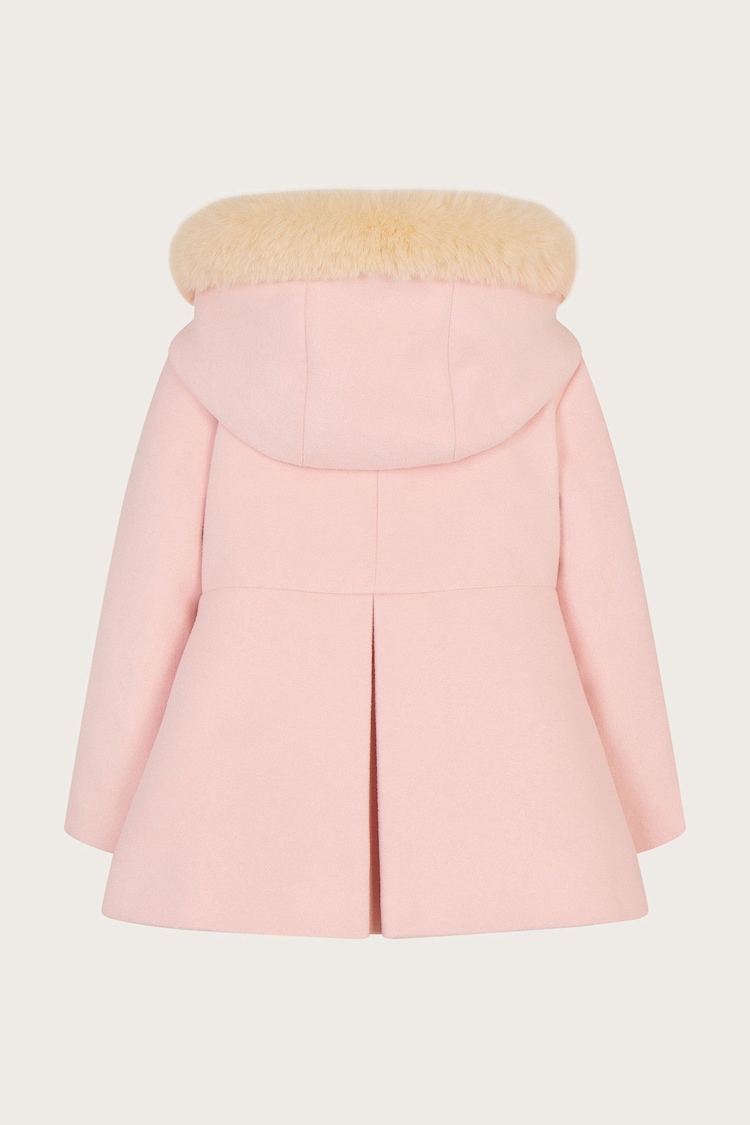 Monsoon Pink Baby Bow Hooded Coat - Image 2 of 3