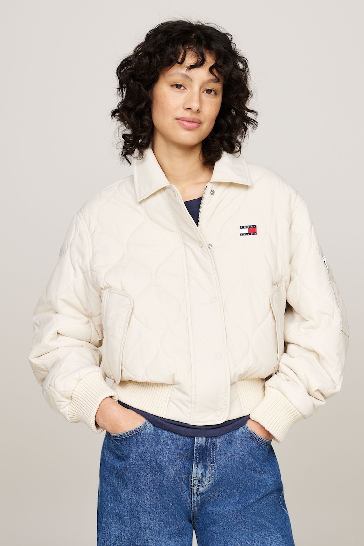 Tommy Jeans Natural Onion Quilted Bomber Jacket - Image 1 of 5