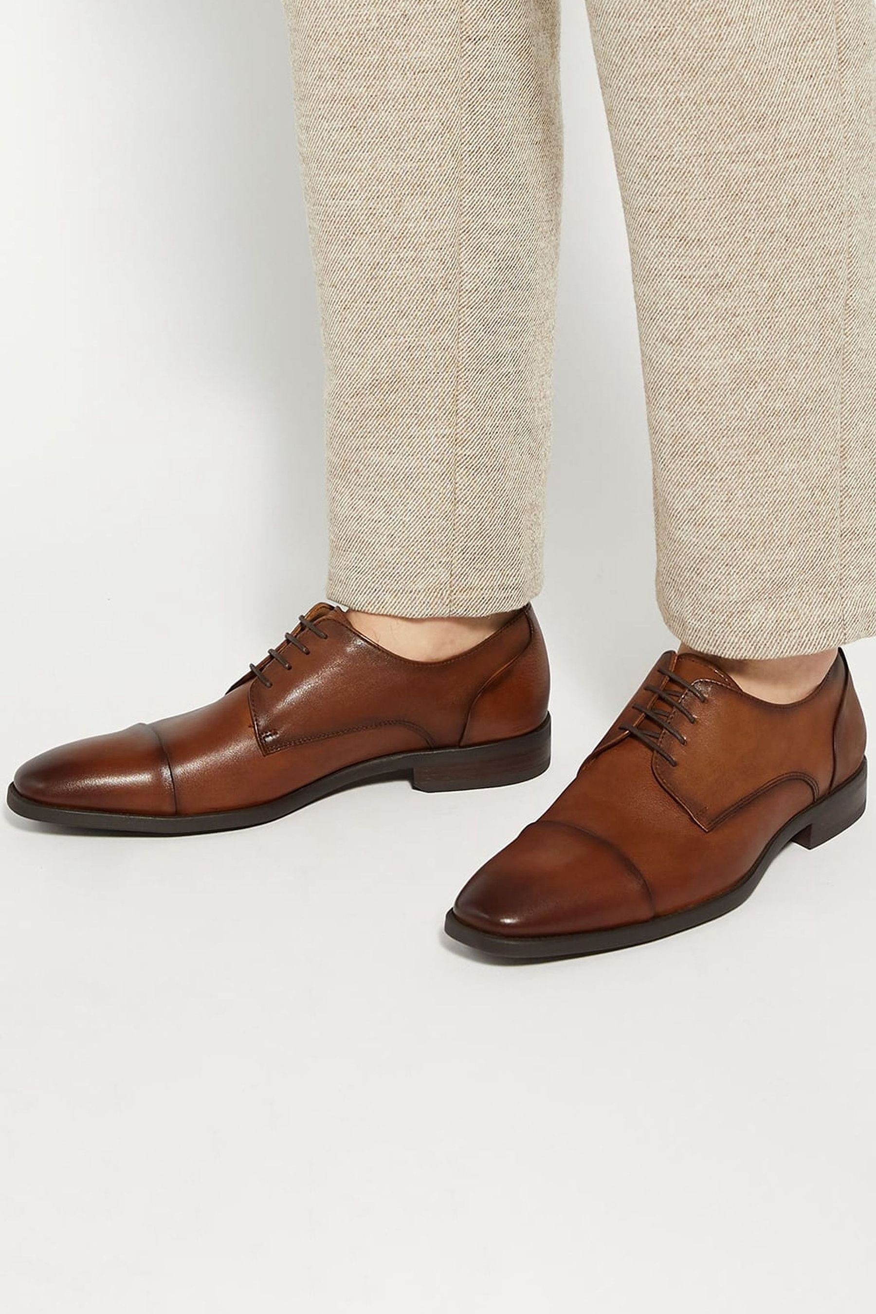 Dune London Tan Brown Suffix Flex Sole Toecap Shoes uk12eu47 Mens