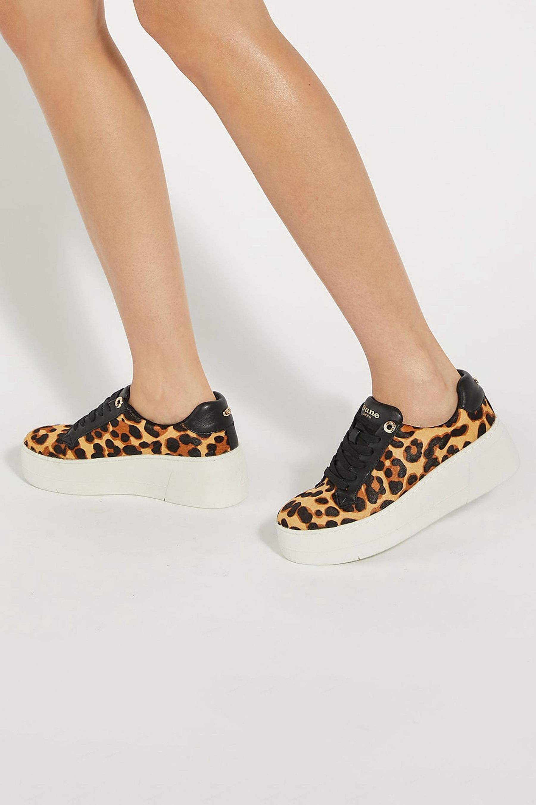 Dune leopard print trainers sales