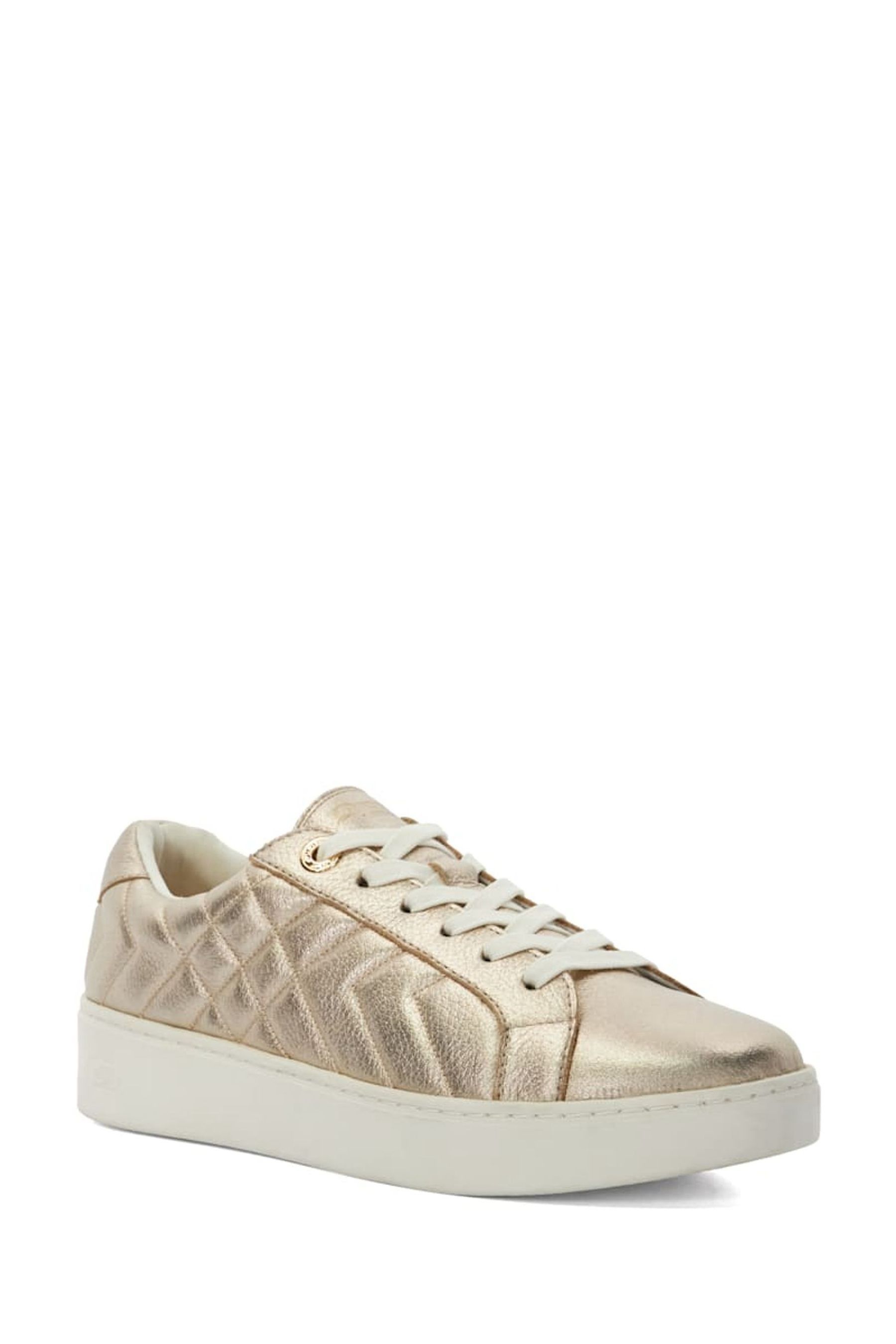 Dune London Gold Egent Quilted Cupsole Trainers