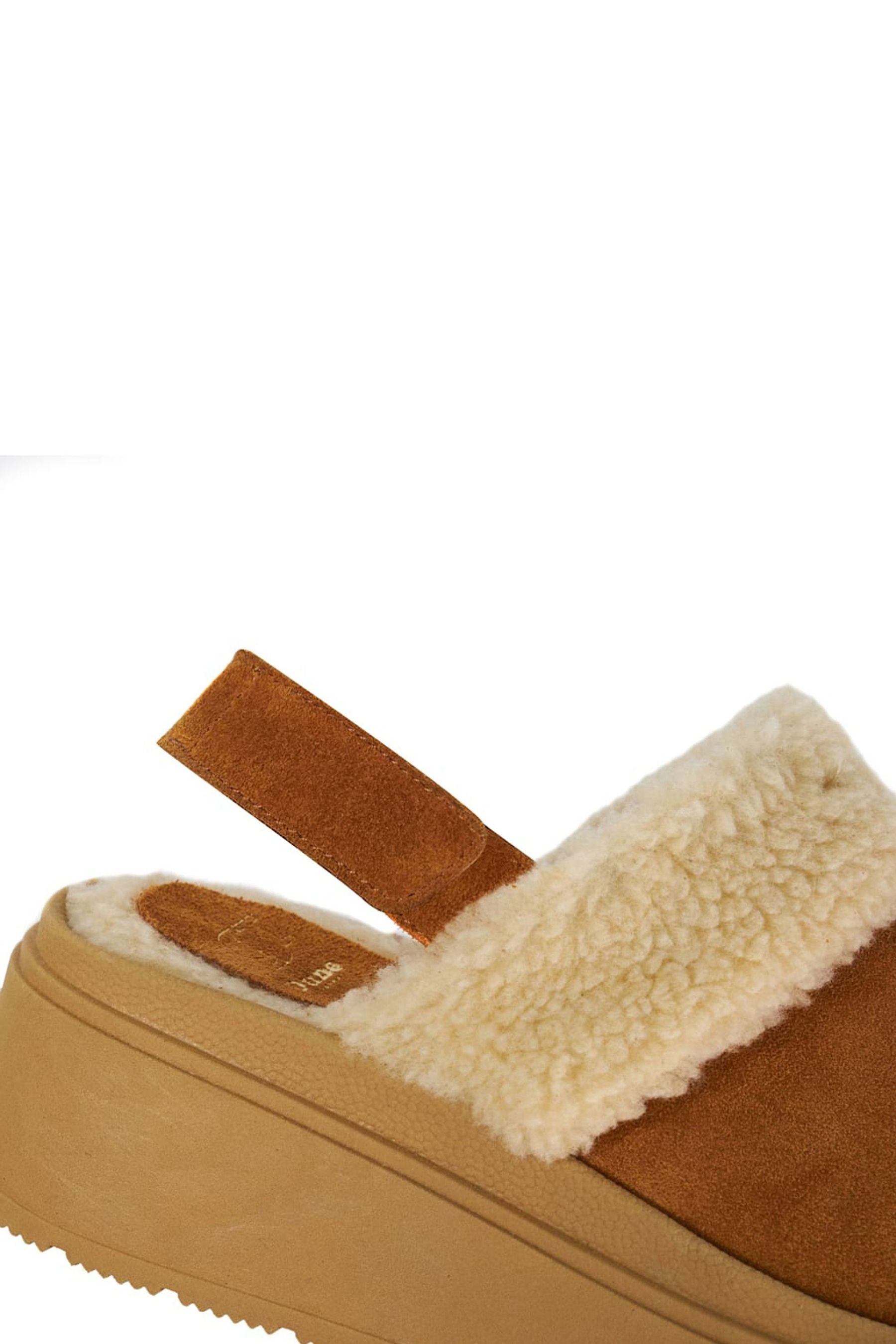Dune London Brown Game Faux Fur Lined Mule Shoes