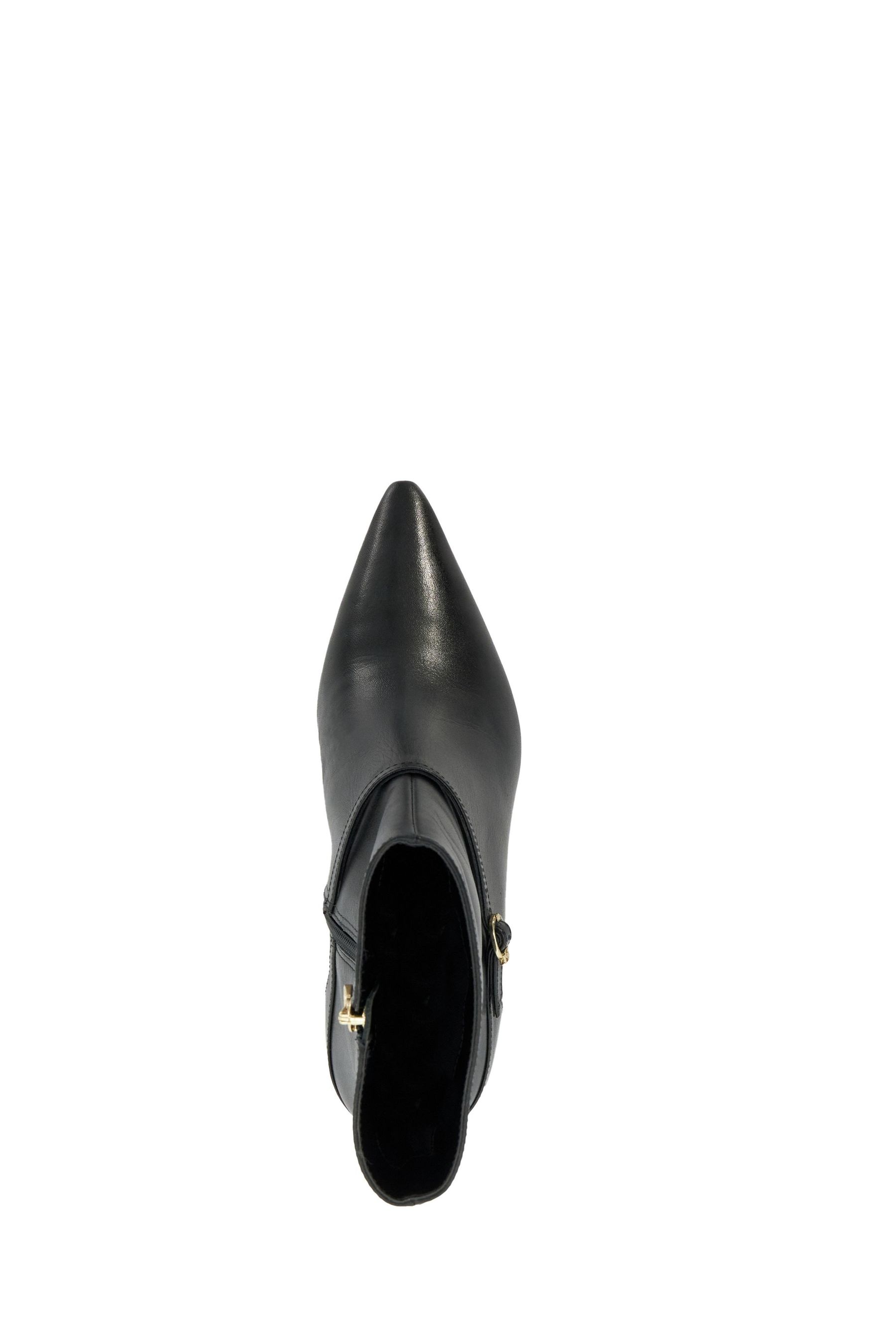 Dune London Black Olene Pointed Buckle Ankle Boots