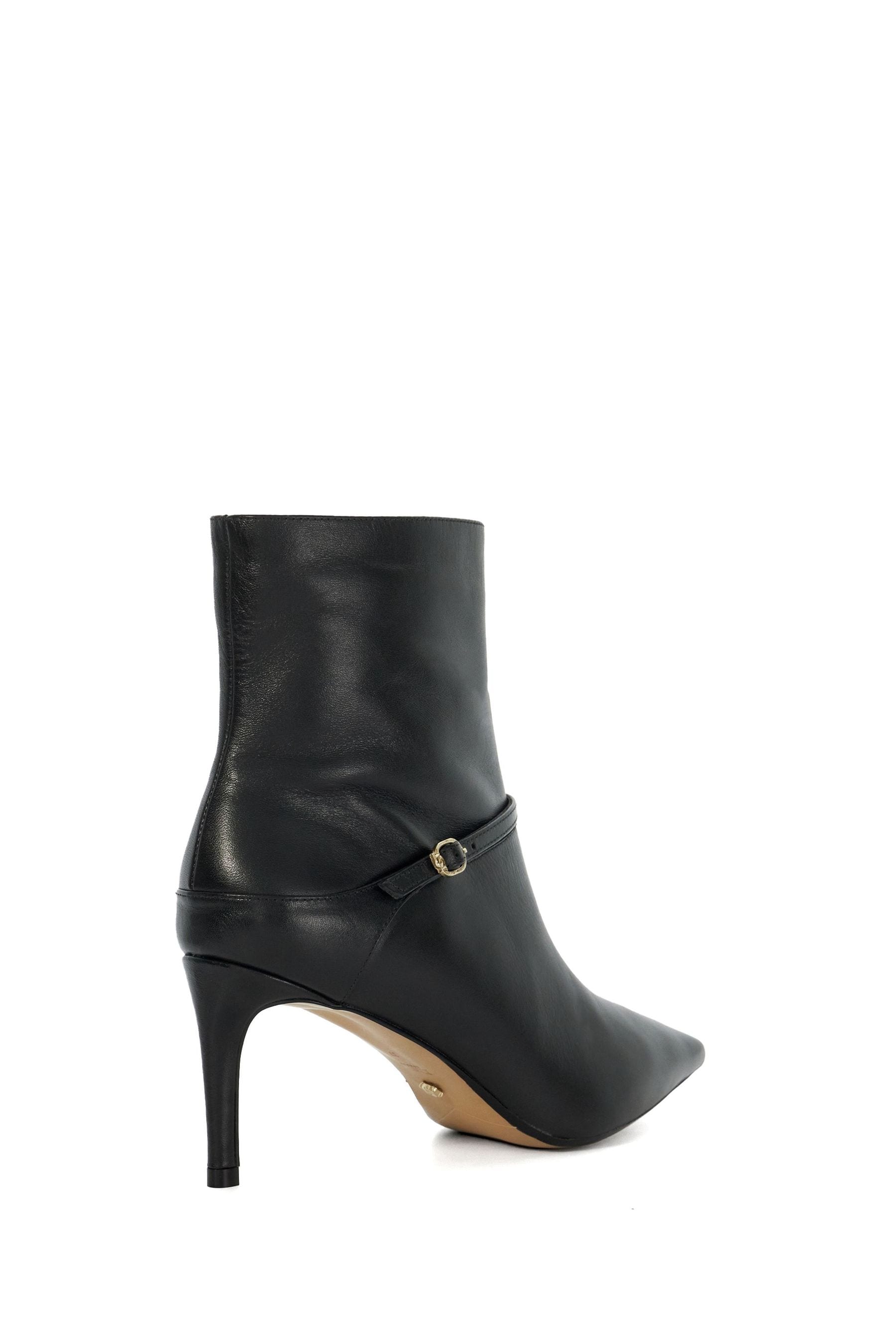 Dune London Black Olene Pointed Buckle Ankle Boots
