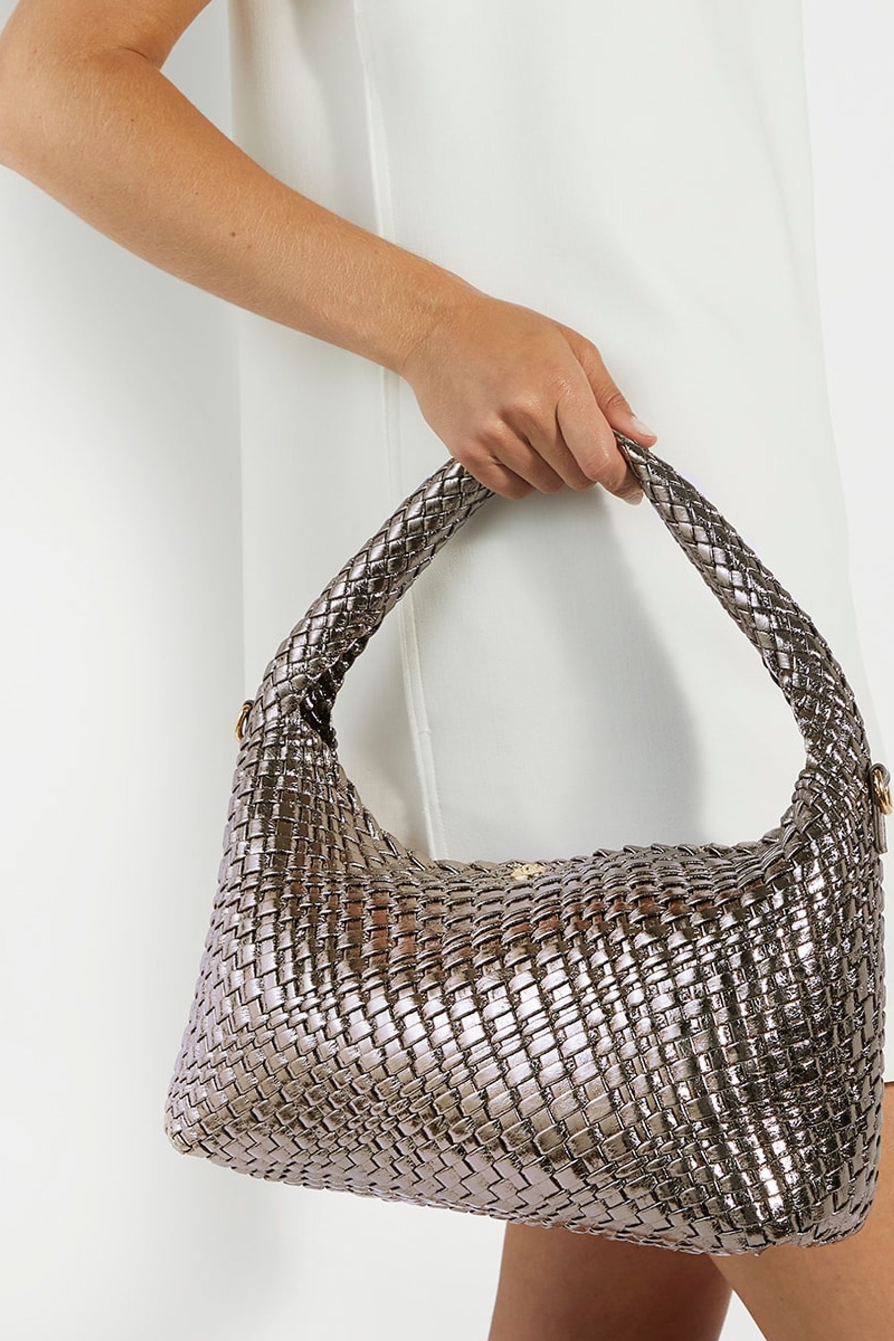 Dune London Natural Chrome Large Deliberate Woven Slouch Bag one Womens