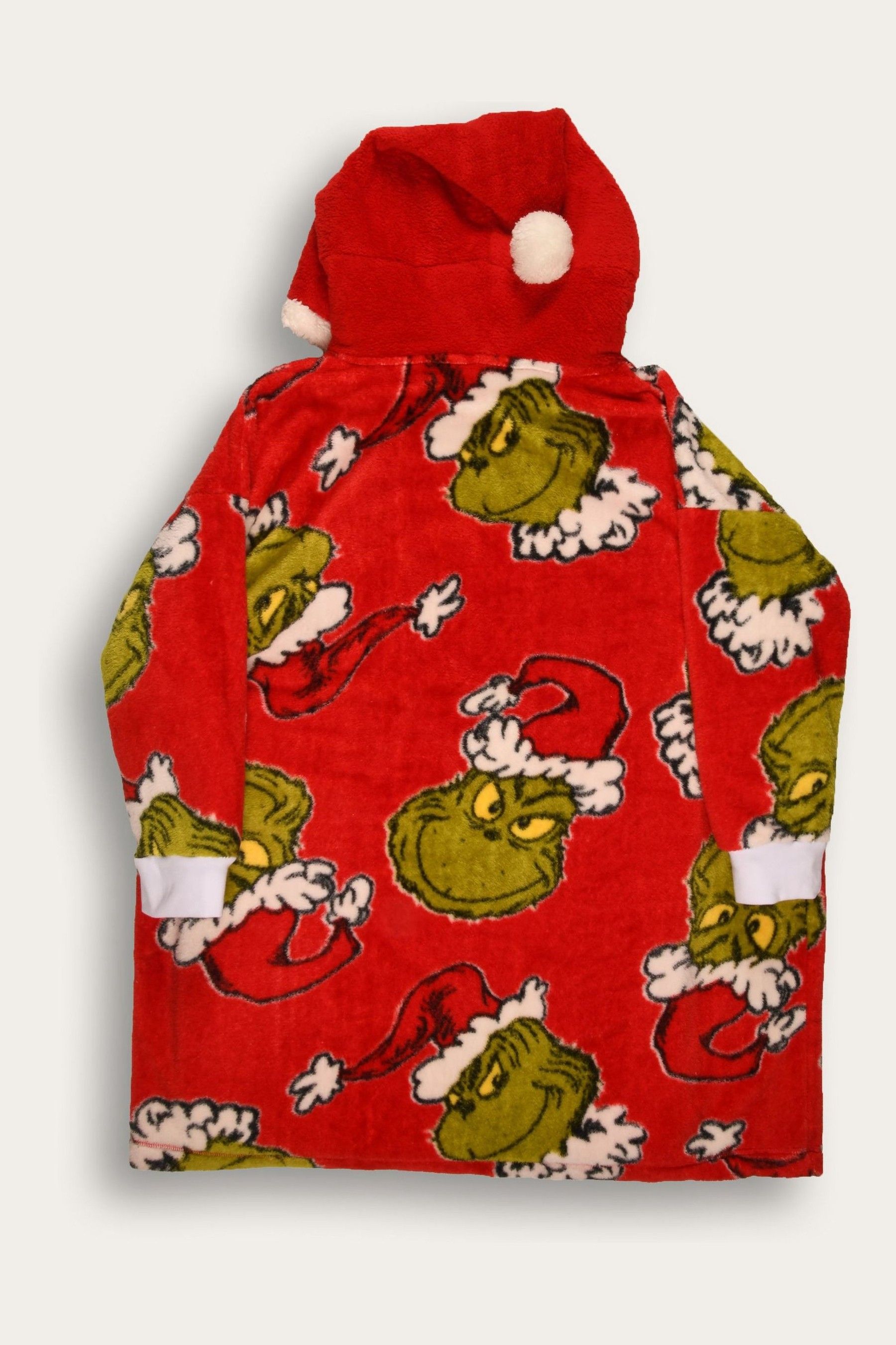 Brand Threads Red Grinch Adults Hooded Blanket onesize Mens