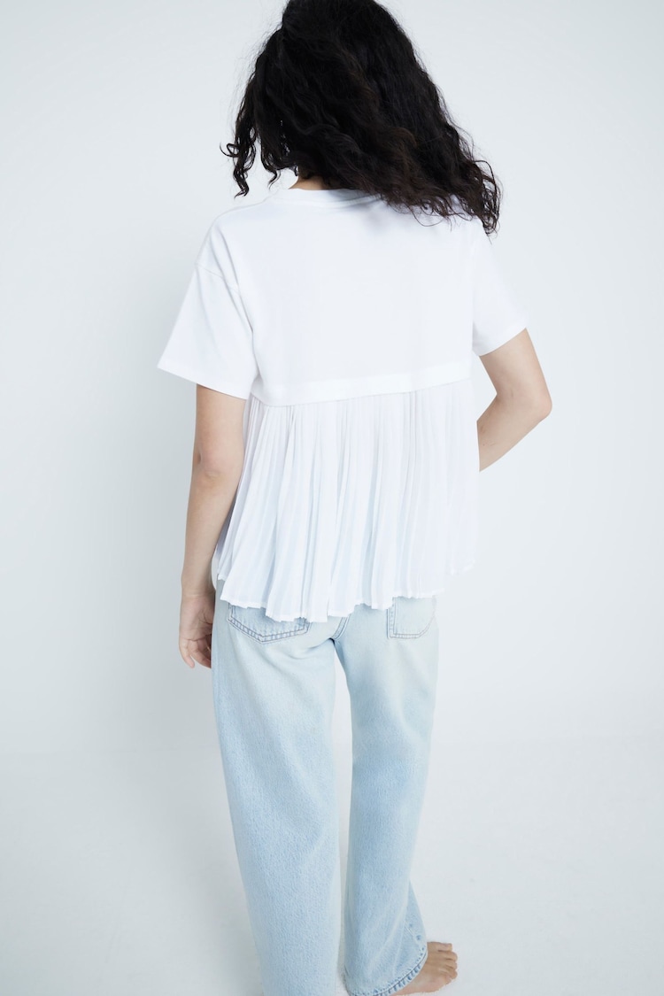 River Island White Pleated Hem T-Shirt - Image 2 of 6