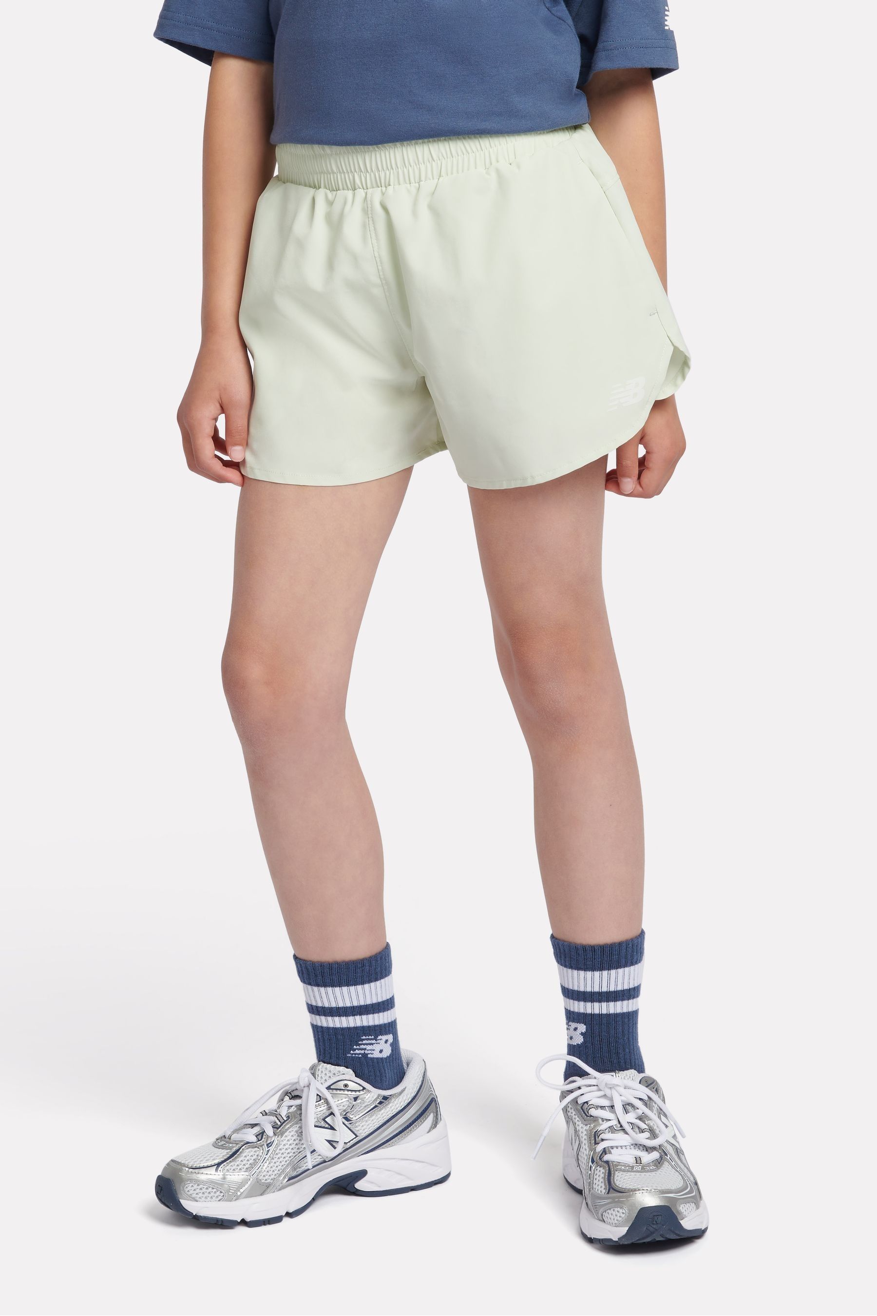New Balance Green Girls RC Run Shorts 1516years