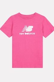 New Balance Pink Girls Stacked Logo T-Shirt - Image 6 of 8