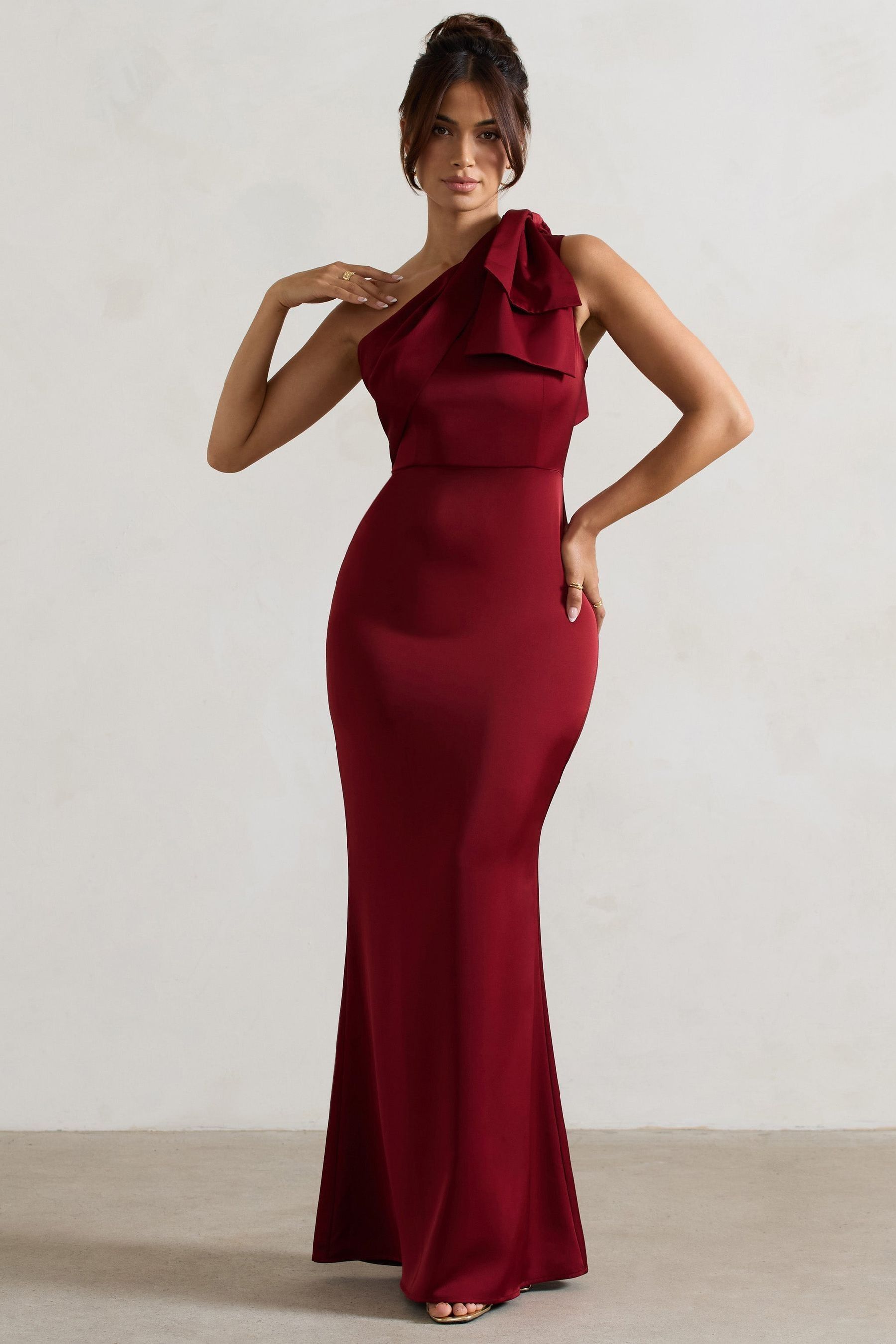 Lipsy satin assymetric neck maxi dress top