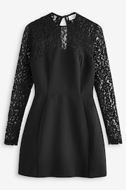 Club L London Black Mini Birdie Lace Long Sleeve Dress - Image 5 of 5