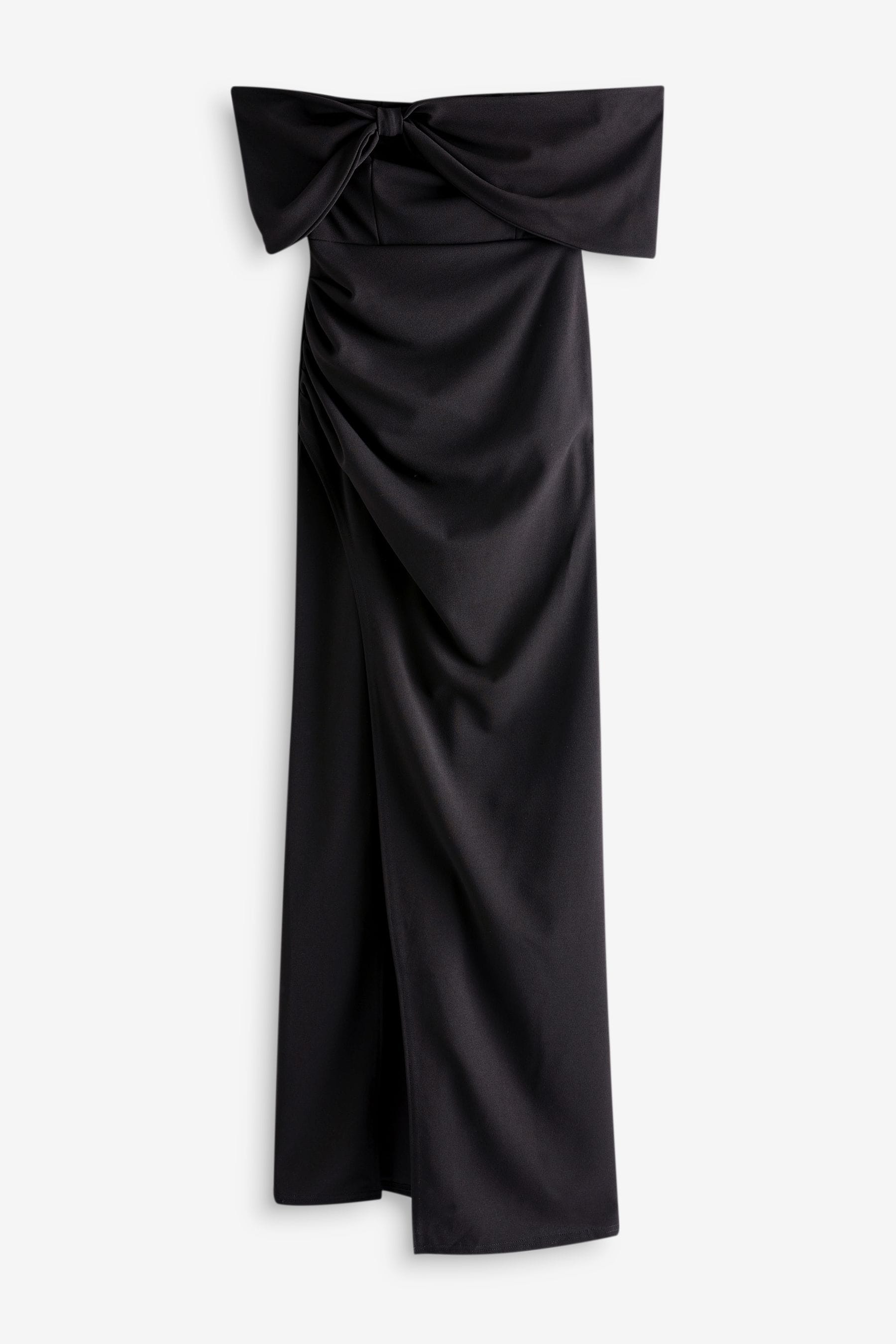 Buy Club L London Black Eva Bardot Bow Detail Maxi Dress With Thigh Split from the Next UK online shop
