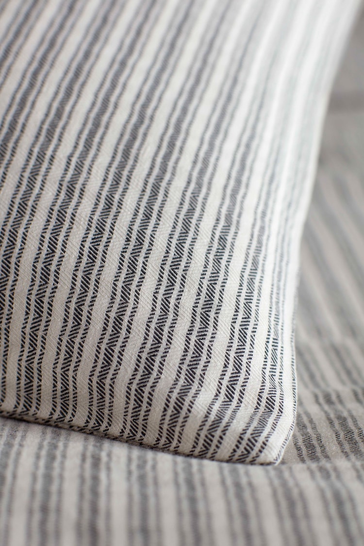 Secret Linen Store Grey Ticking Stripe Cotton Linen Duvet Cover - Image 2 of 2