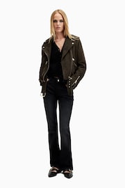 AllSaints Green Suede Balfern Biker jacket - Image 5 of 9