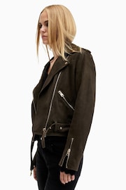 AllSaints Green Suede Balfern Biker jacket - Image 7 of 9