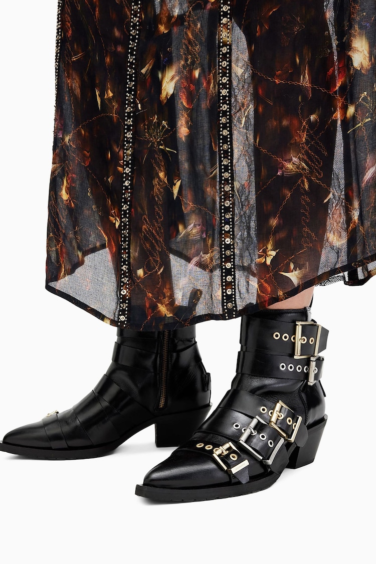 AllSaints Black Jane Buckle Boots - Image 1 of 6