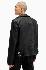 AllSaints Black Thurman Biker Jacket - Image 8 of 9