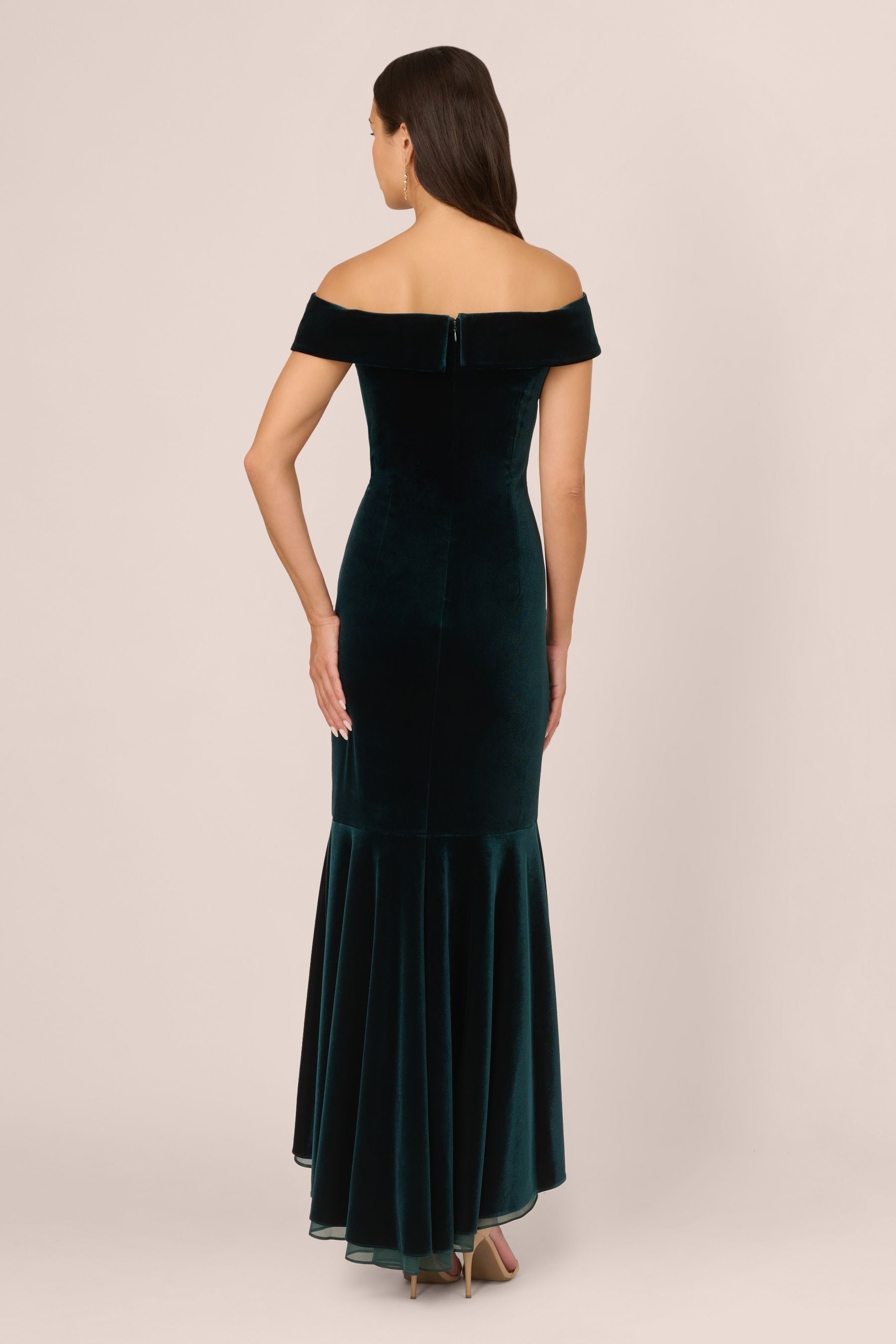 Adrianna papell green velvet dress cheap