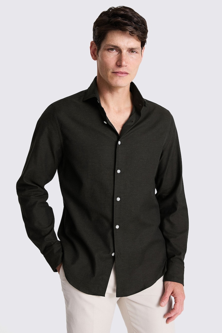 MOSS Brown Melange Brushed Shirt - Image 1 of 6