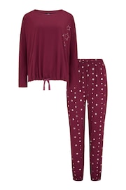 Pour Moi Red Soft Touch Jersey Star Jogger Pyjama Set - Image 4 of 4