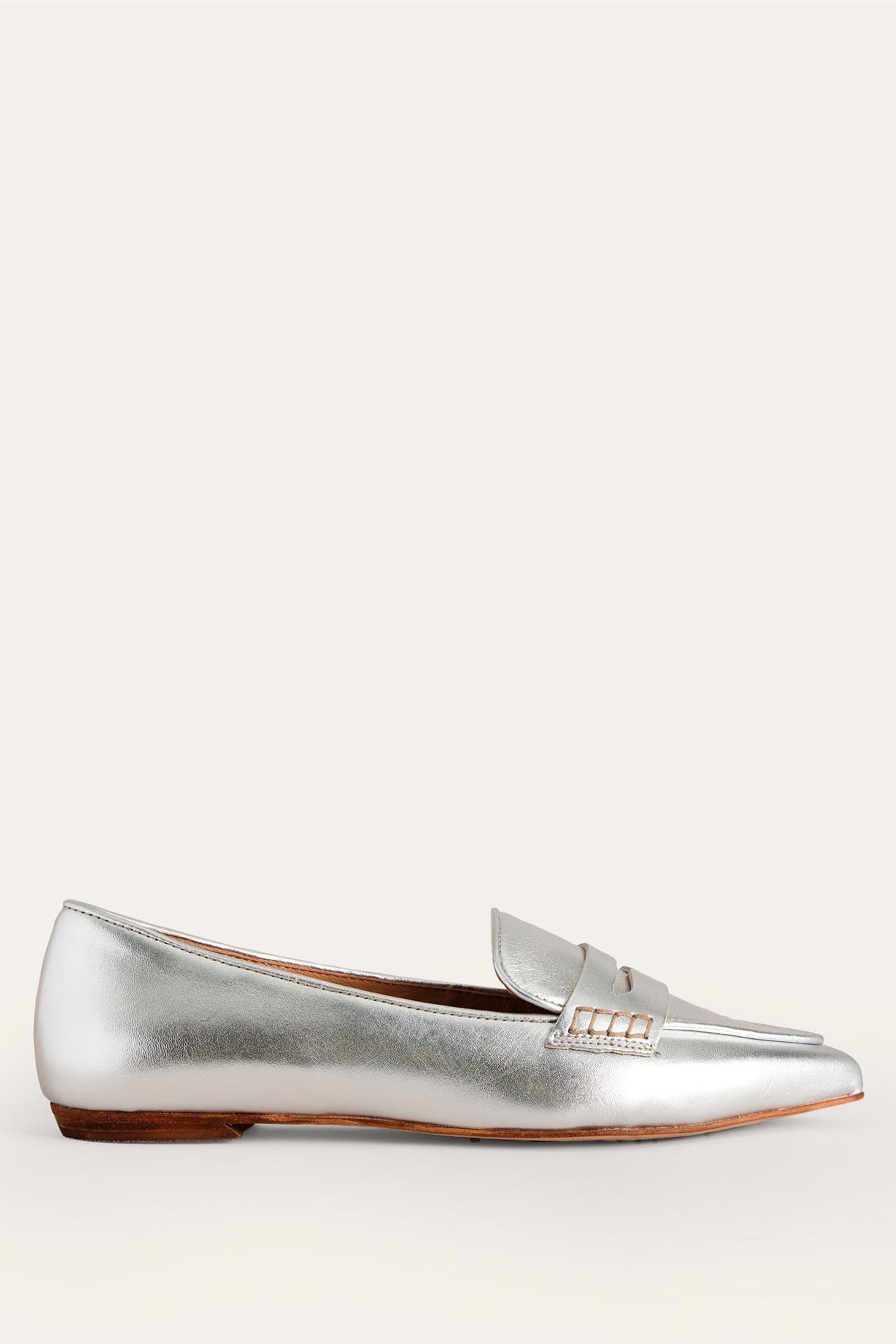 Boden Silver Pointed Loafers 6 EU 39 Womens