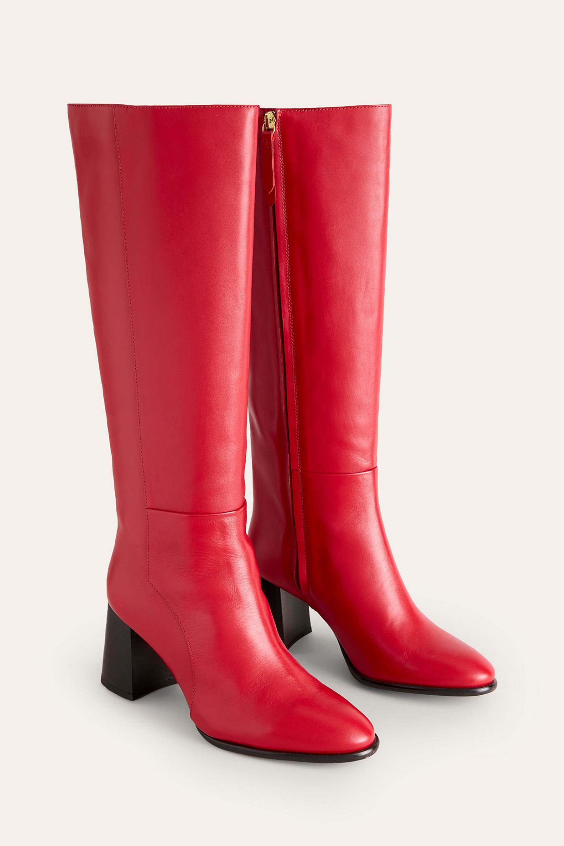 Buy Boden Red Heeled Leather Knee Boots from Next Luxembourg