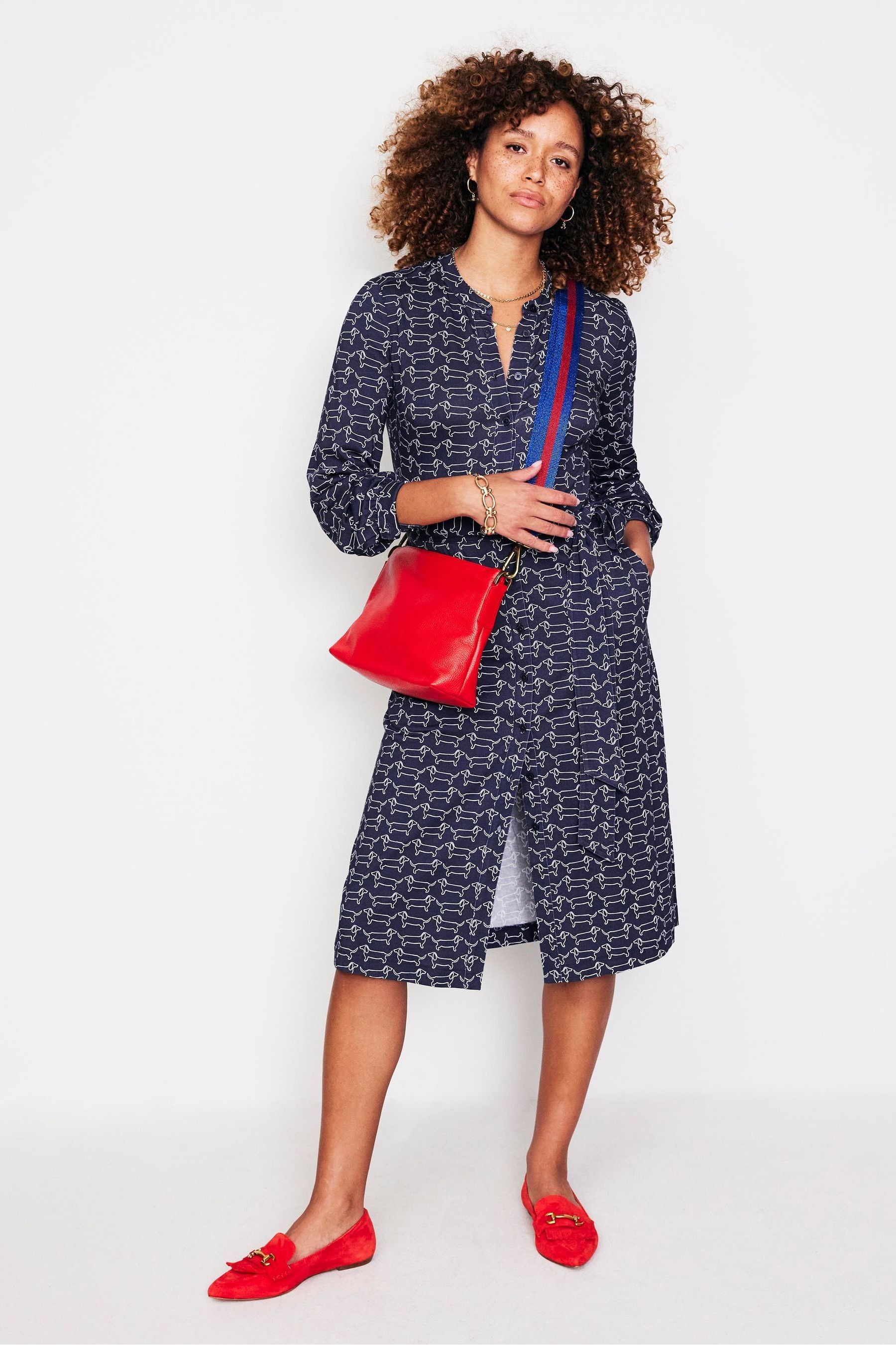 Buy Boden Blue Julia Jersey Shirt Dress from Next Luxembourg