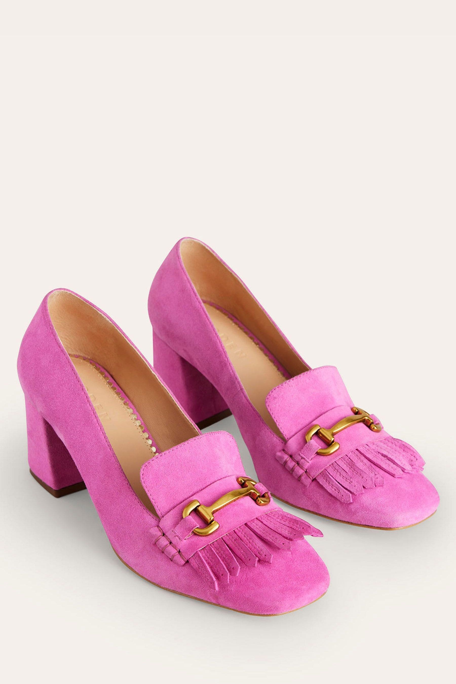 Pink heeled loafers clearance